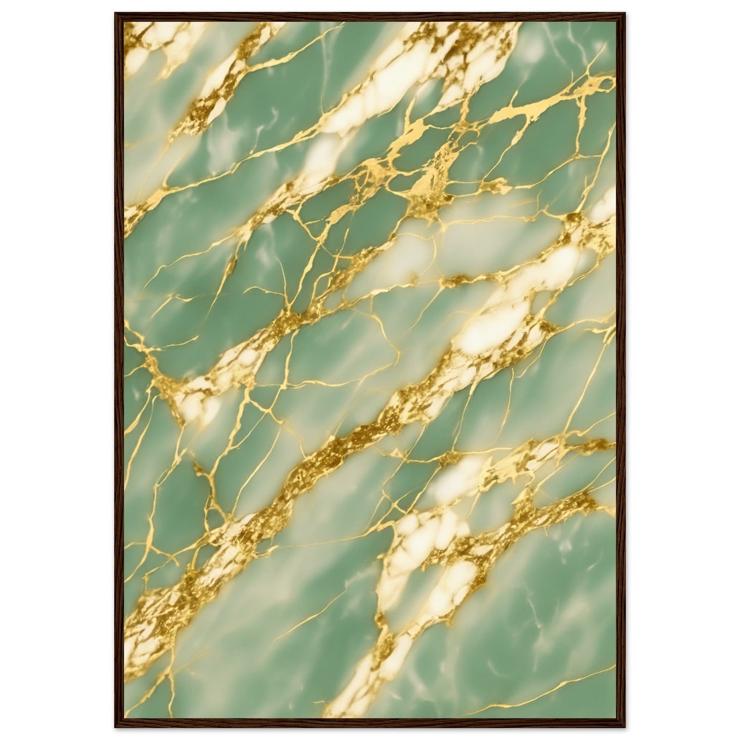 Marble 'Green & Gold' III - Premium Matte Paper Wooden Framed Poster