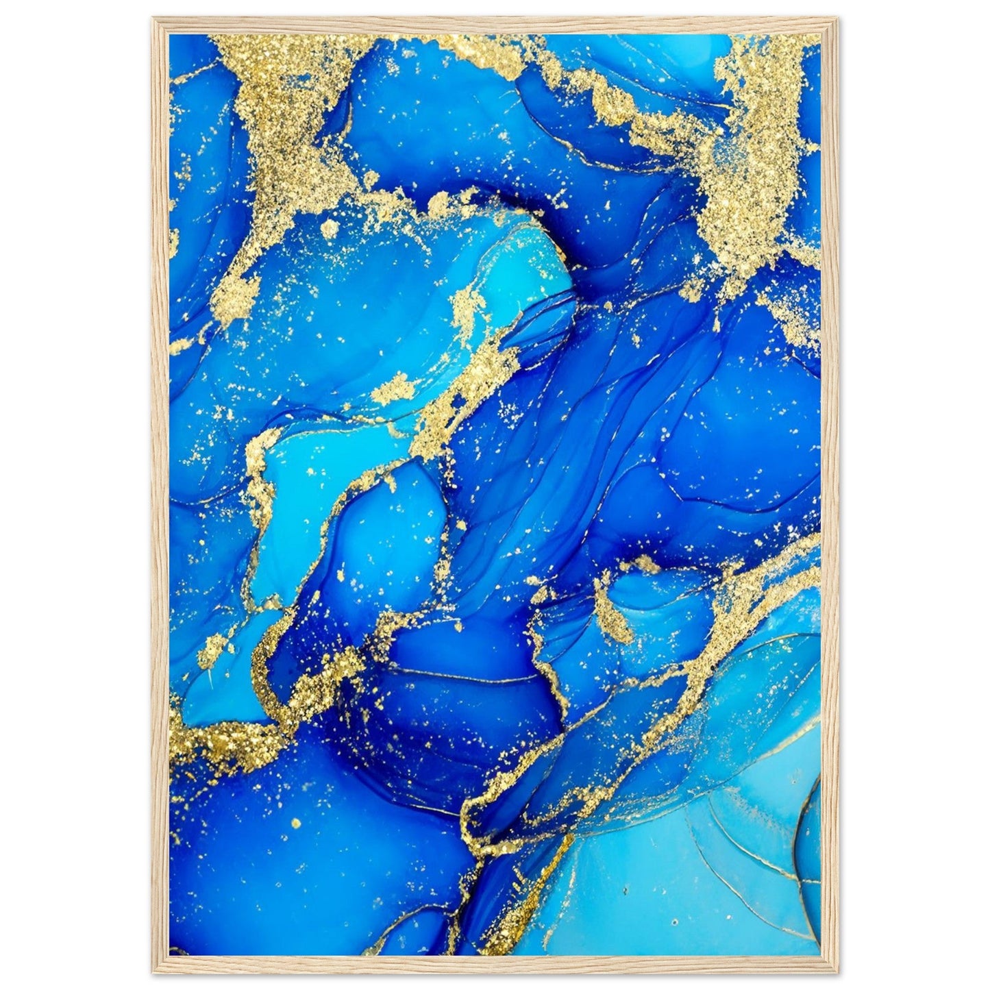 Marble 'Blue & Gold' - Premium Matte Paper Wooden Framed Poster