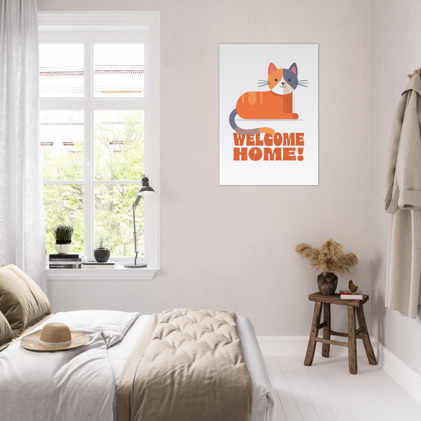 'Welcome Home!' (Cat) - Premium Matte Paper Poster