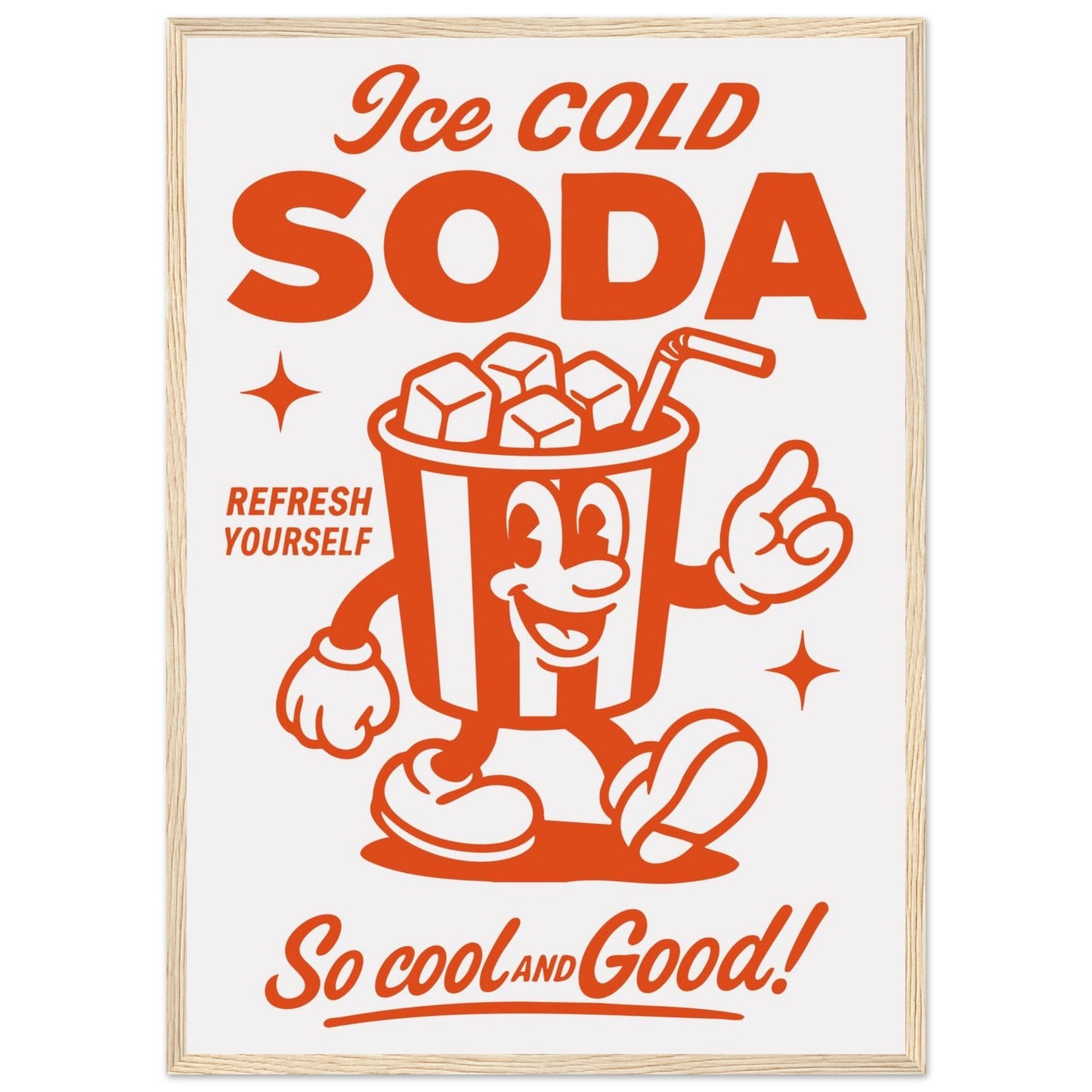 Food 'Ice Cold Soda' - Premium Matte Paper Wooden Framed Poster