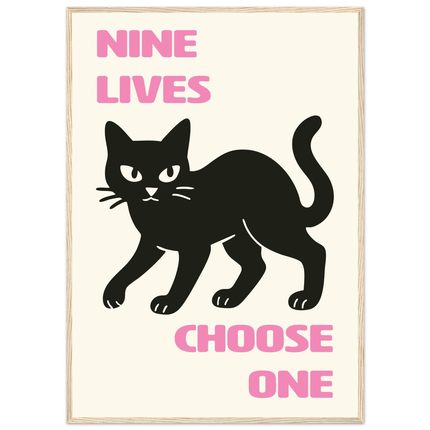 Animals 'Nine Lives' - Premium Matte Paper Wooden Framed Poster