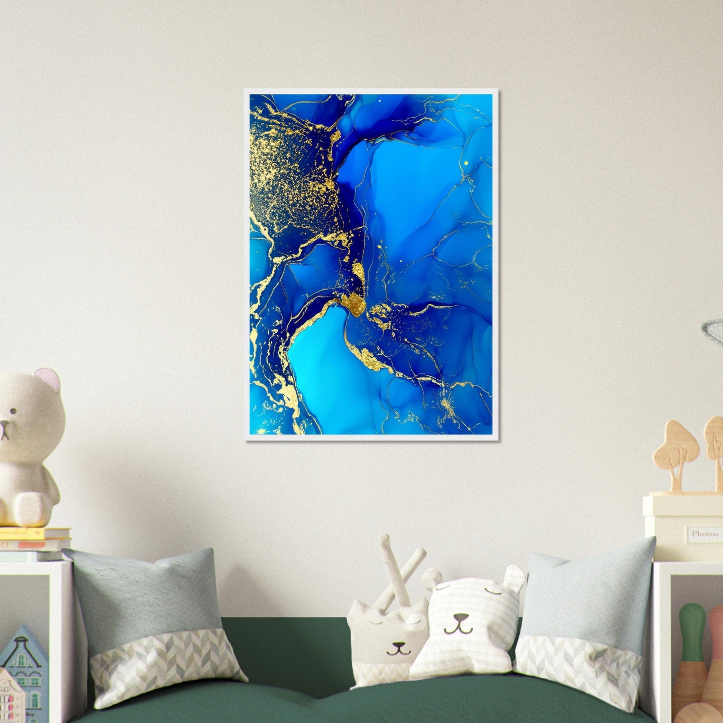 Marble 'Blue & Gold' III - Premium Matte Paper Wooden Framed Poster