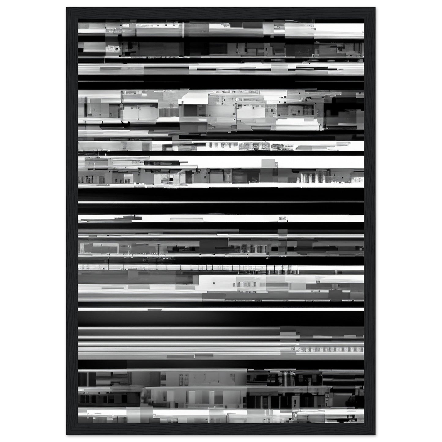 Glitch 'Black & White' - Premium Matte Paper Wooden Framed Poster