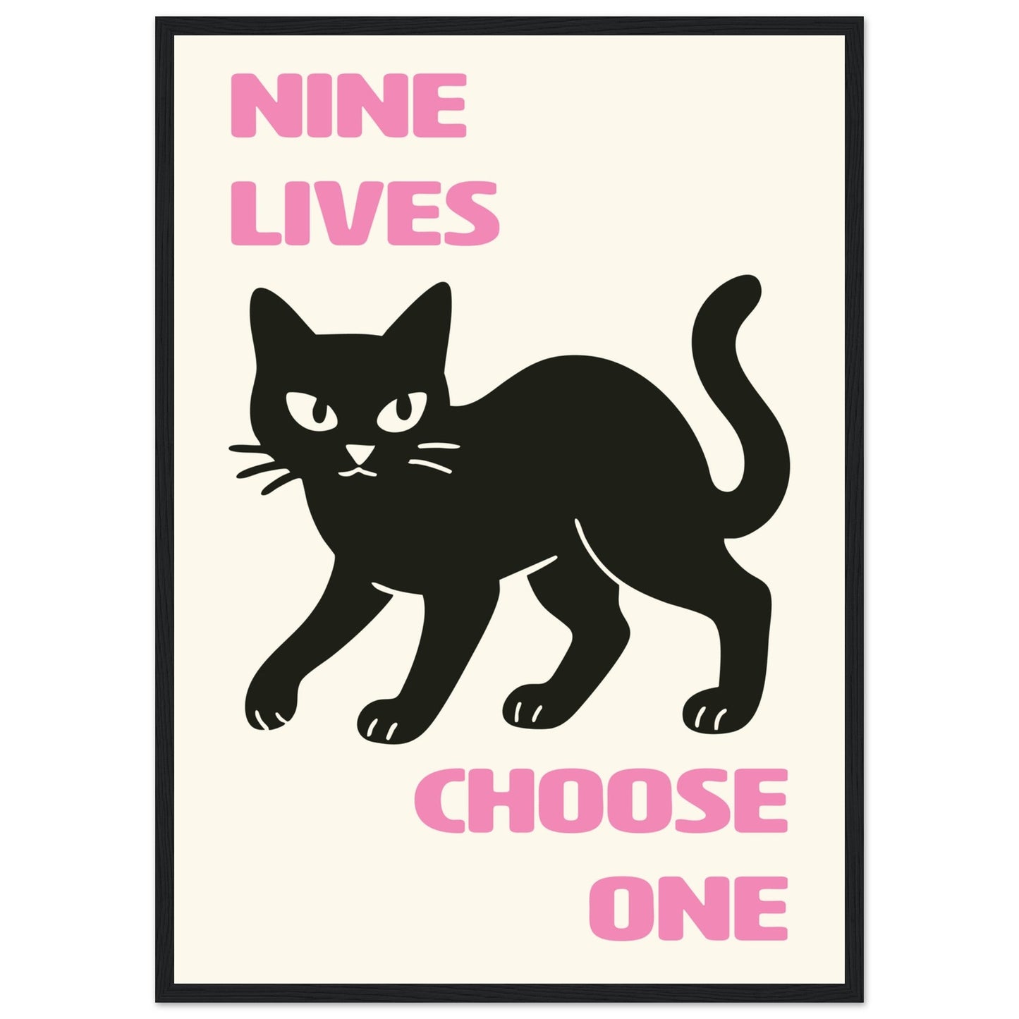 Animals 'Nine Lives' - Premium Matte Paper Wooden Framed Poster