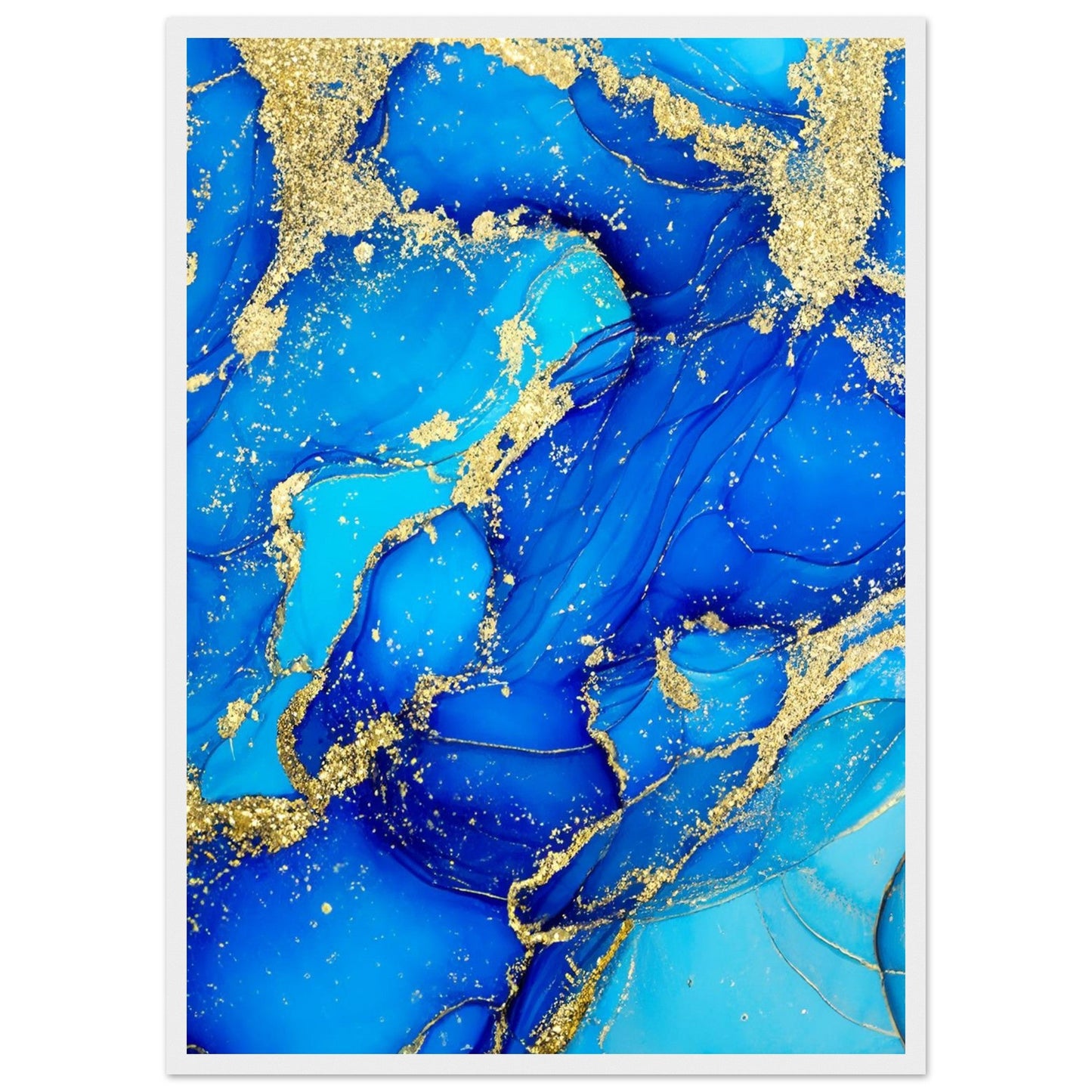 Marble 'Blue & Gold' - Premium Matte Paper Wooden Framed Poster