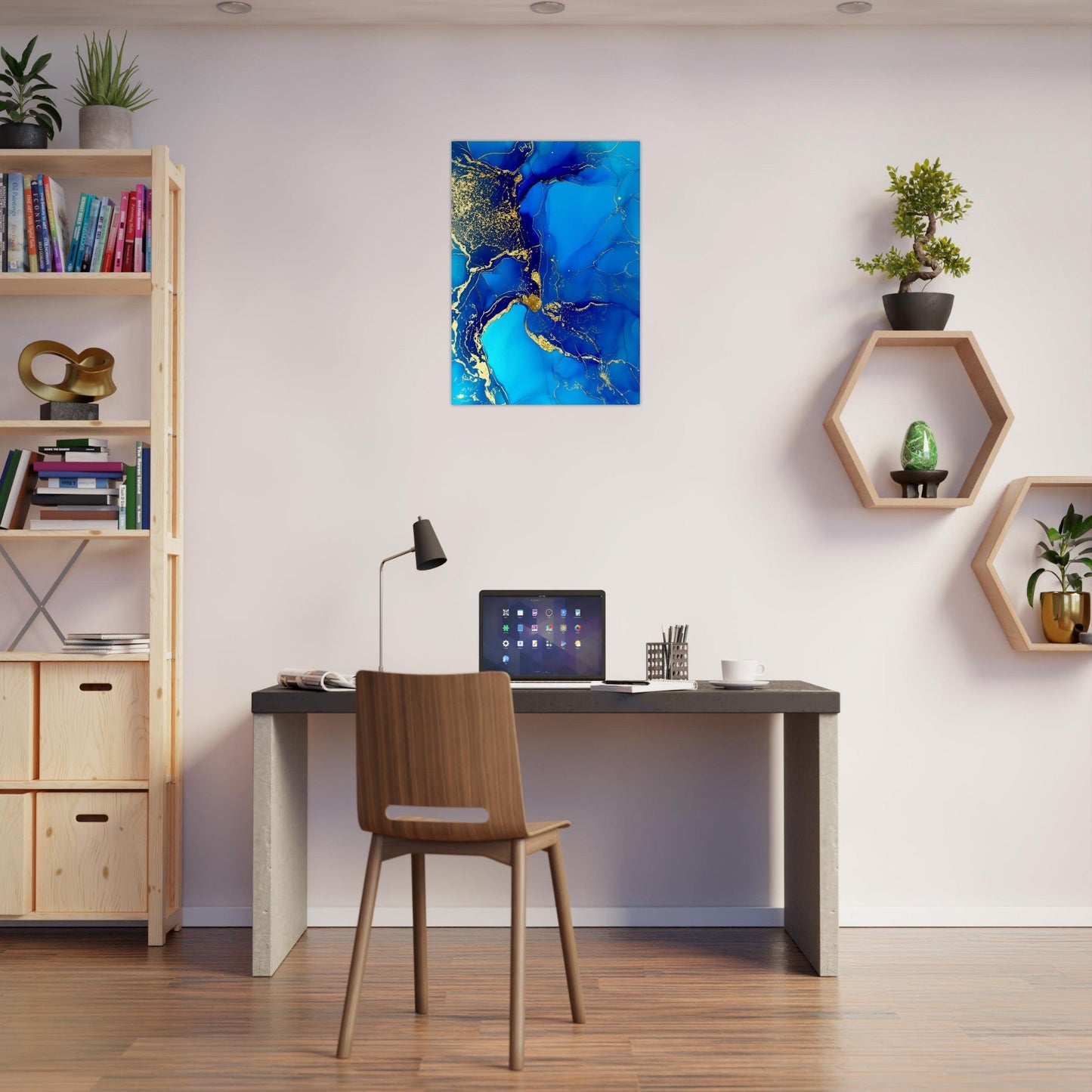 Marble 'Blue & Gold' III - Premium Matte Paper Poster