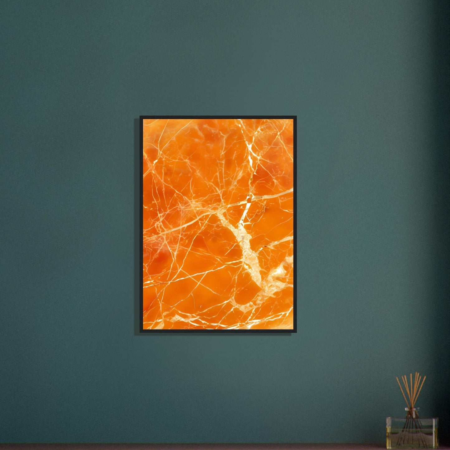 Marble 'Orange' - Premium Matte Paper Wooden Framed Poster