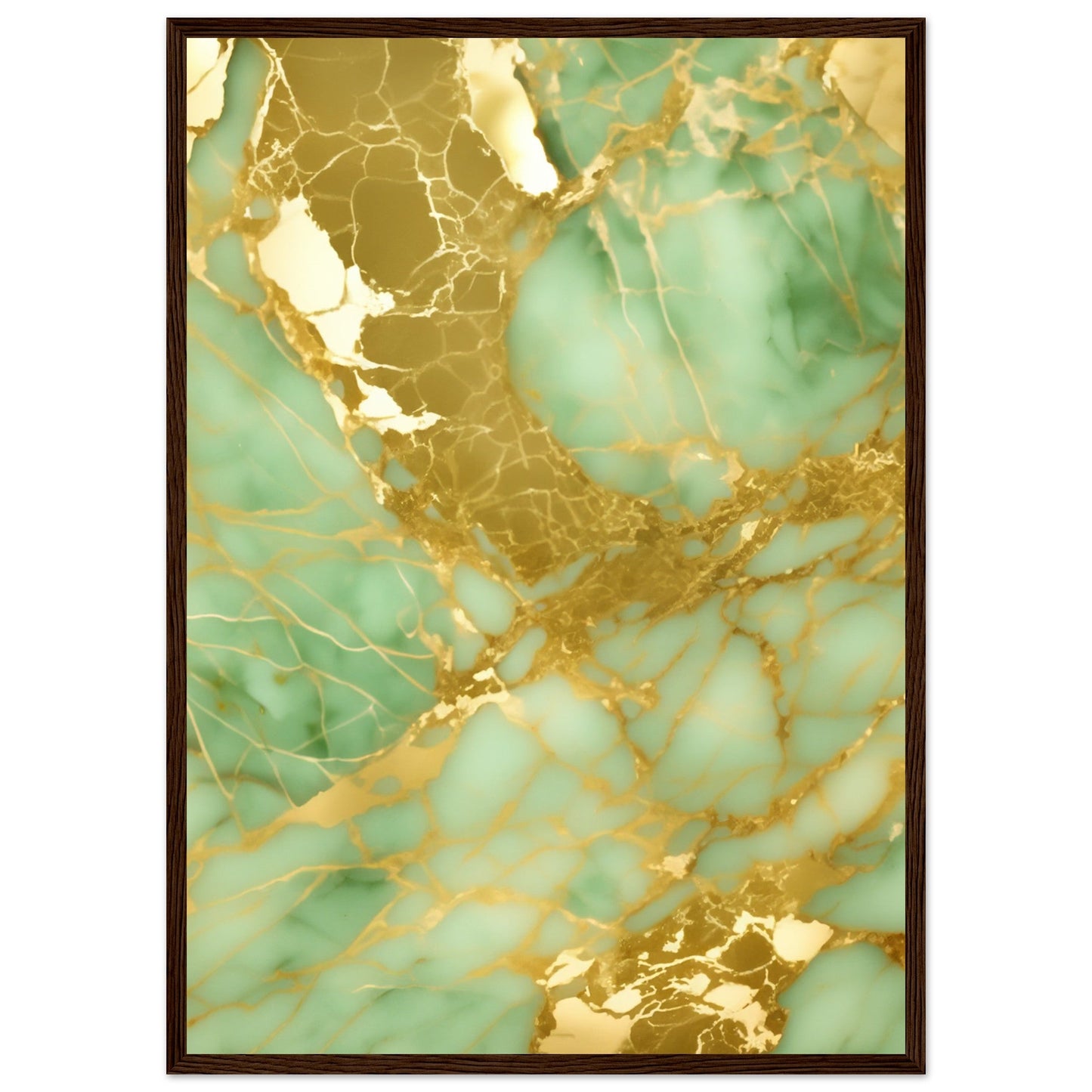 Marble 'Green & Gold' II - Premium Matte Paper Wooden Framed Poster