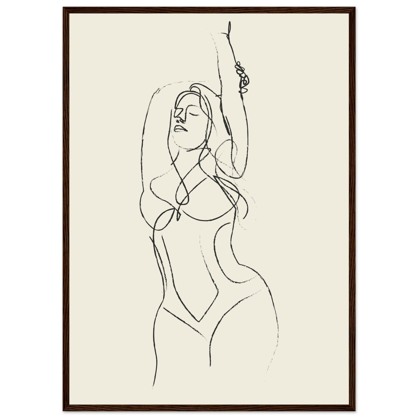 Line Art 'Beach Ready' - Premium Matte Paper Wooden Framed Poster
