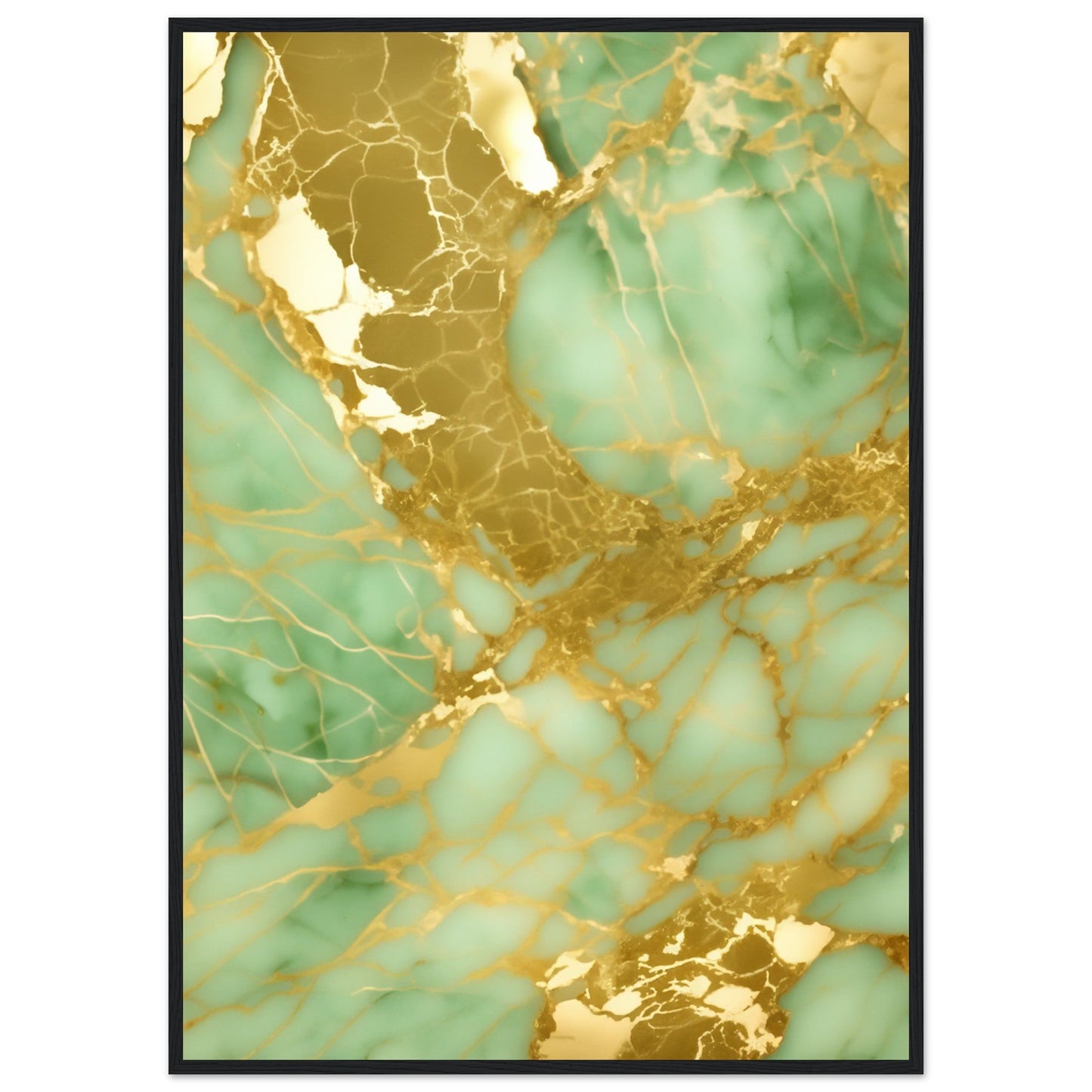 Marble 'Green & Gold' II - Premium Matte Paper Wooden Framed Poster