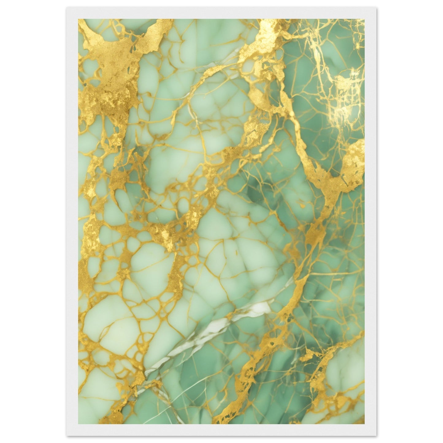 Marble 'Green & Gold' - Premium Matte Paper Wooden Framed Poster