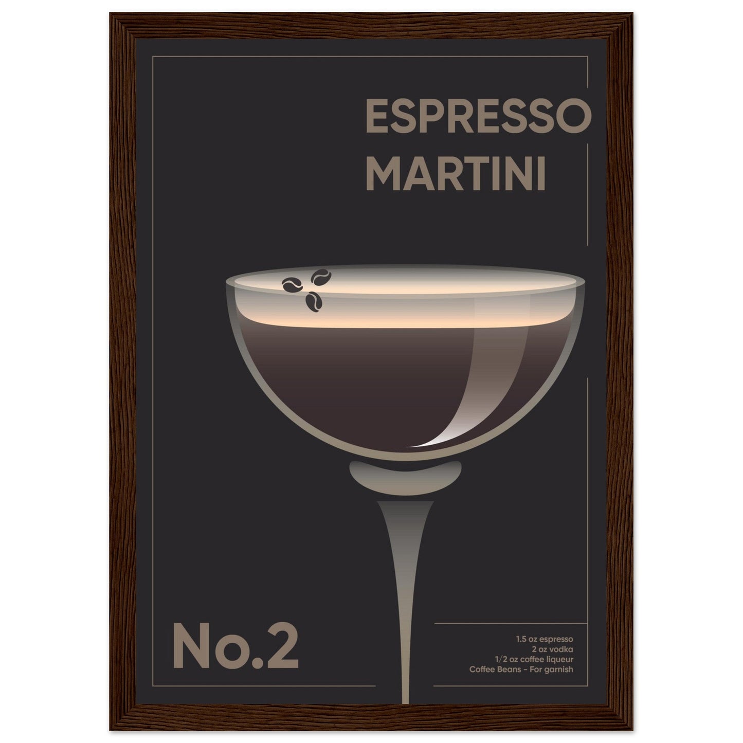 Cocktail 'Espresso Martini' - Premium Matte Paper Wooden Framed Poster