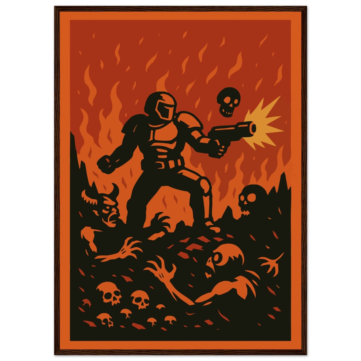 Gaming 'Slayer' - Premium Matte Paper Wooden Framed Poster
