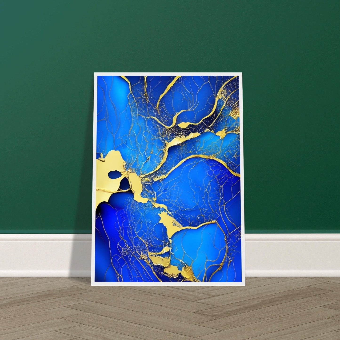 Marble 'Blue & Gold' II - Premium Matte Paper Wooden Framed Poster