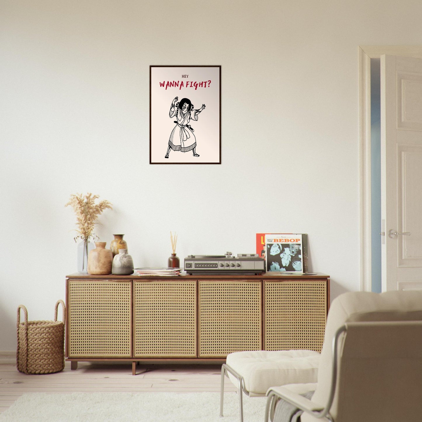 Graphic 'Wanna Fight?' - Premium Matte Paper Wooden Framed Poster
