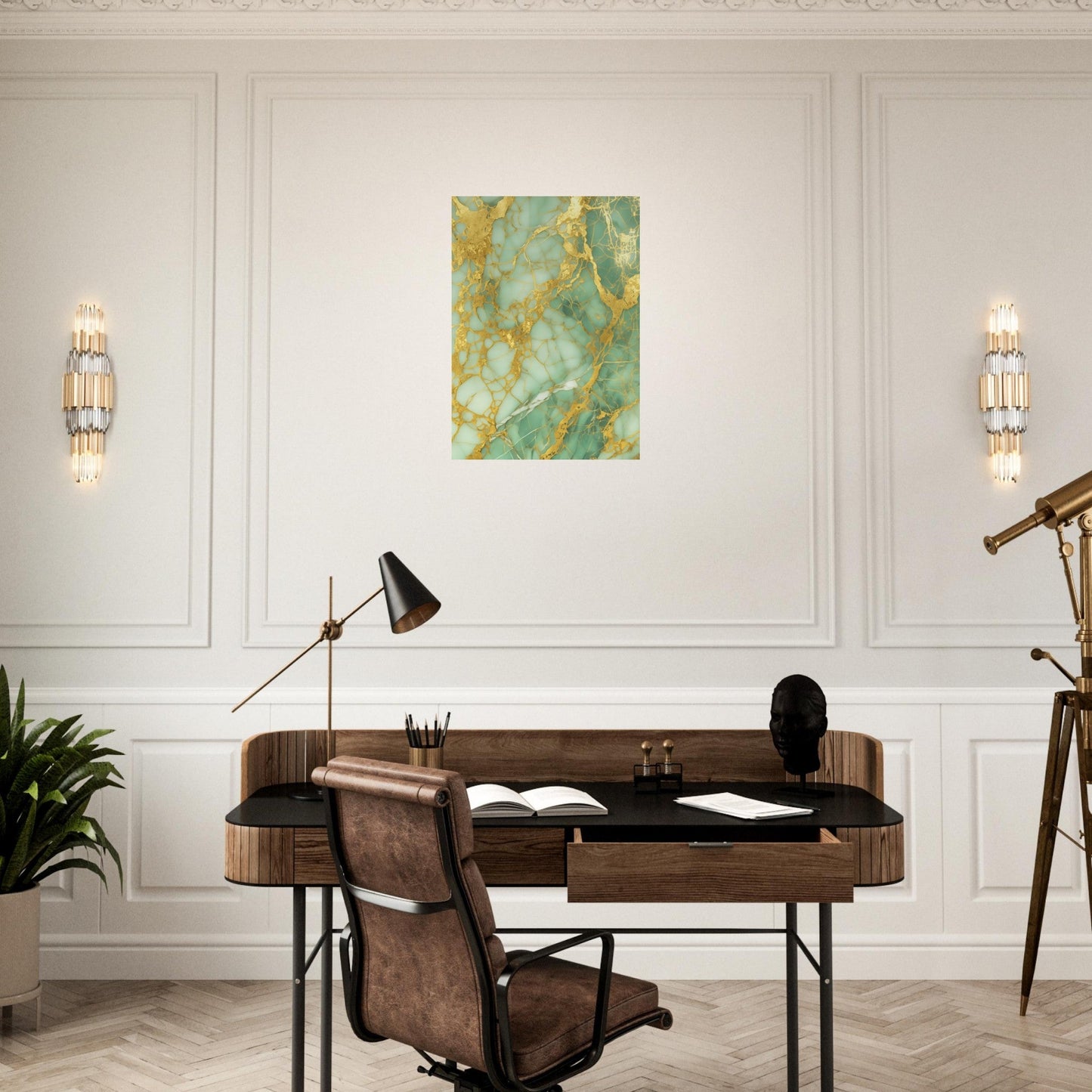 Marble 'Green & Gold' - Premium Matte Paper Poster