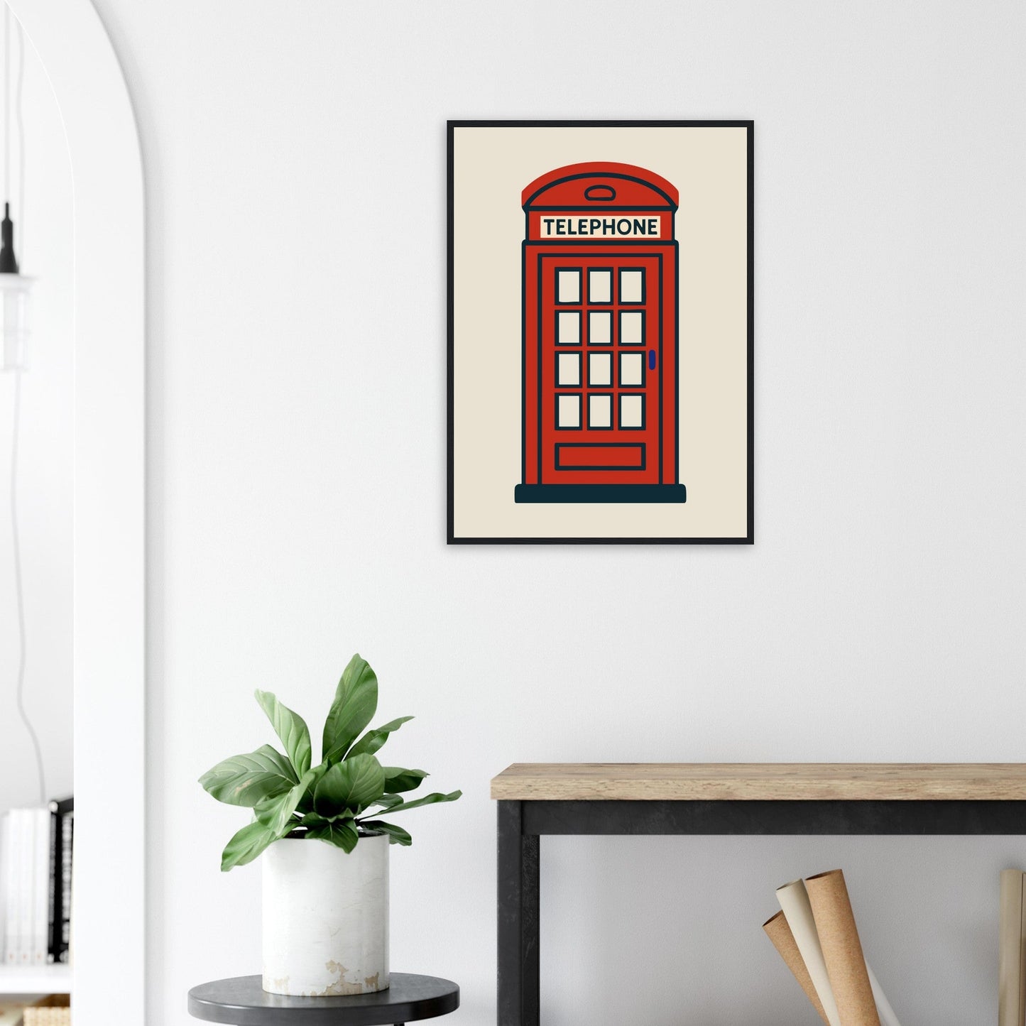 Cities/ Places 'Phone Box' - Premium Matte Paper Wooden Framed Poster