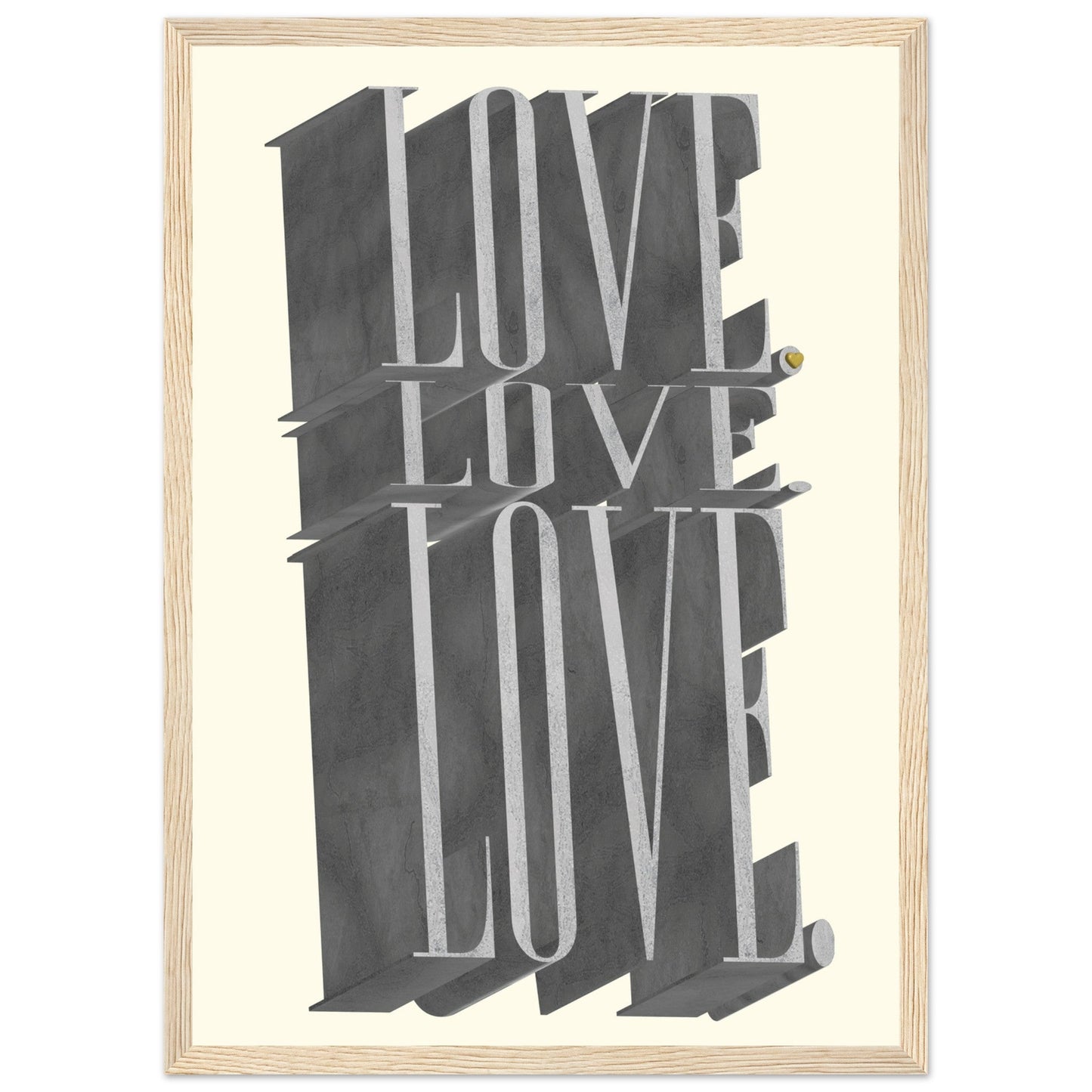 Sign 'Love, Love, Love' - Premium Matte Paper Wooden Framed Poster
