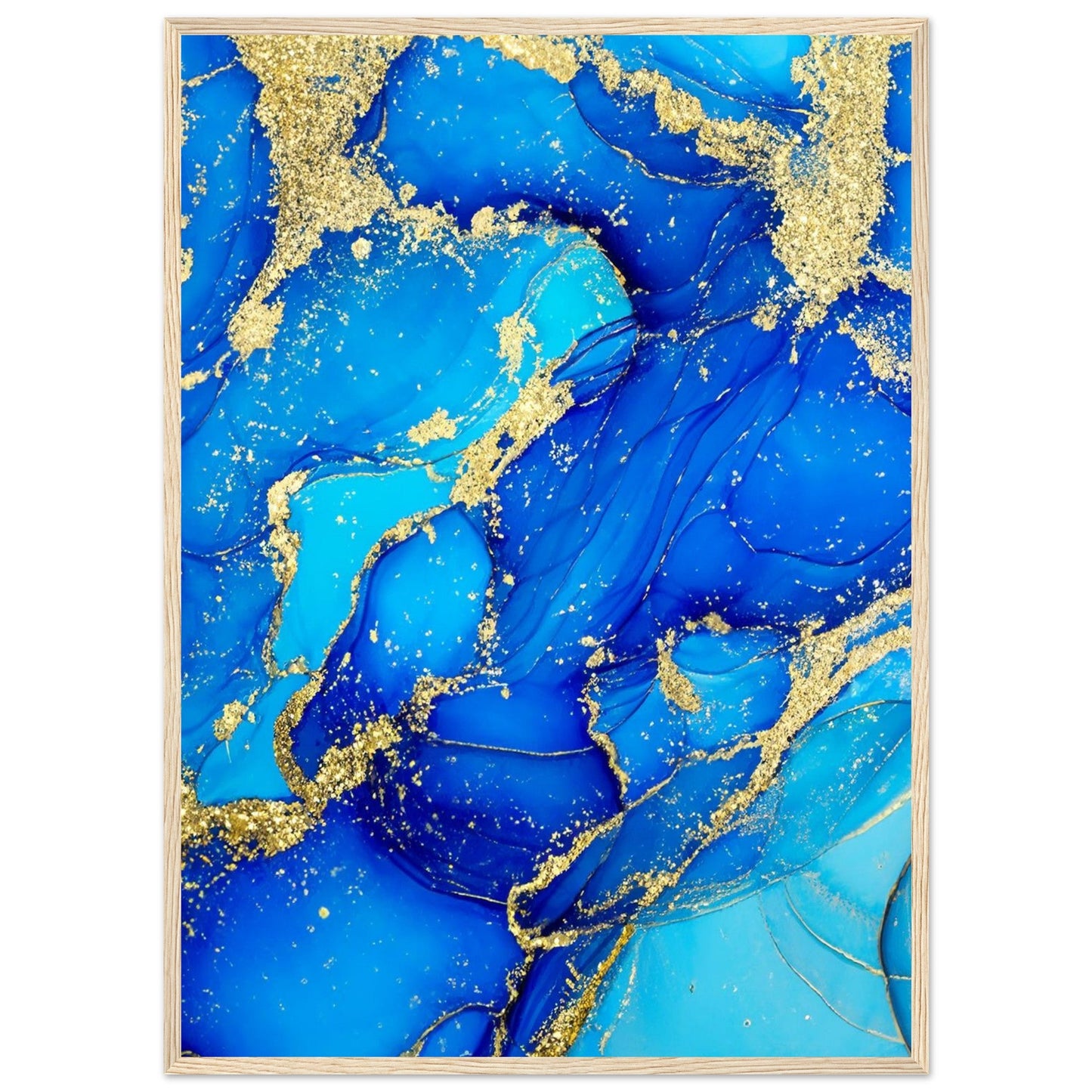 Marble 'Blue & Gold' - Premium Matte Paper Wooden Framed Poster