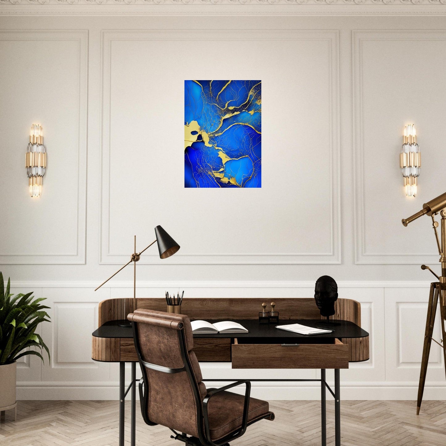 Marble 'Blue & Gold' II - Premium Matte Paper Poster