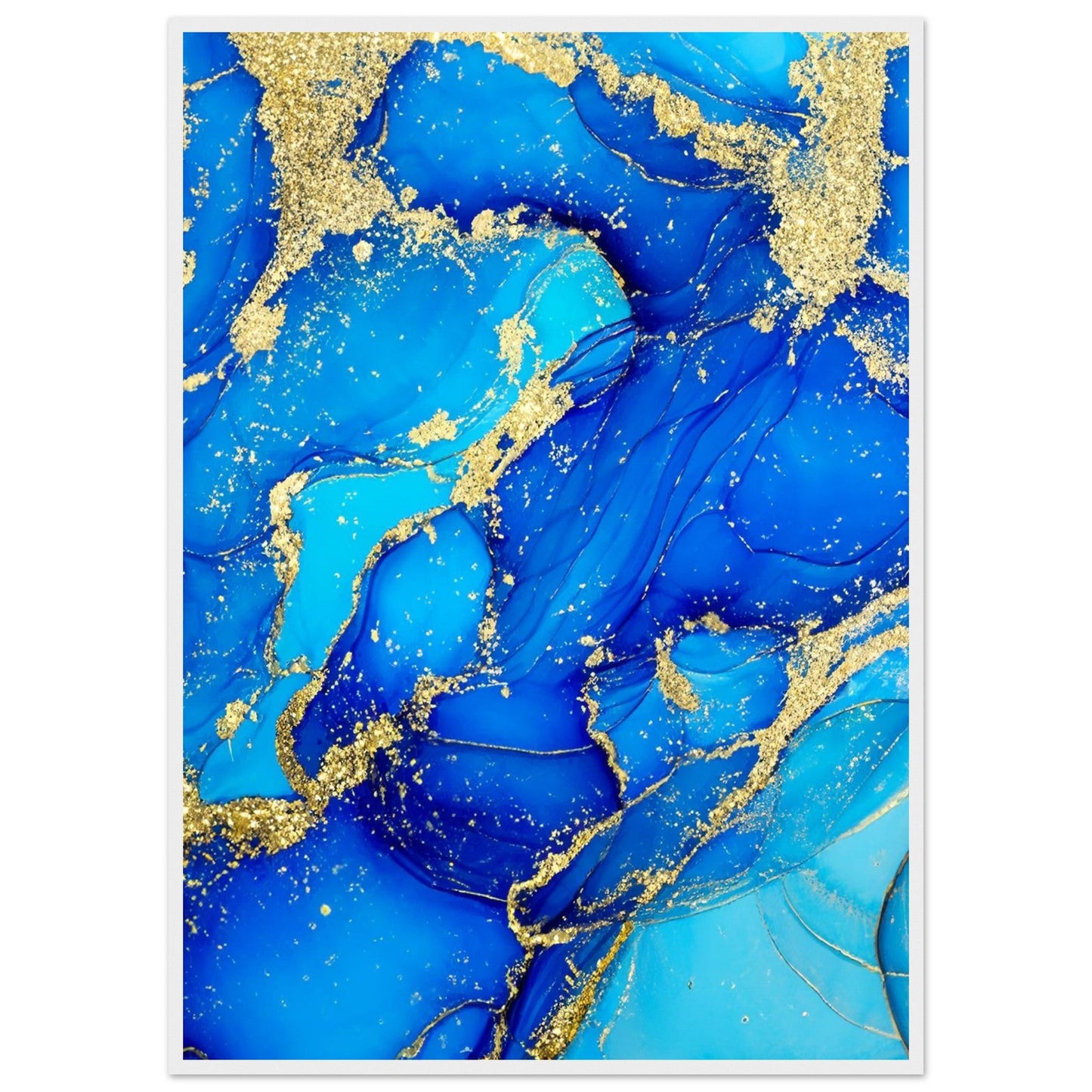 Marble 'Blue & Gold' - Premium Matte Paper Wooden Framed Poster