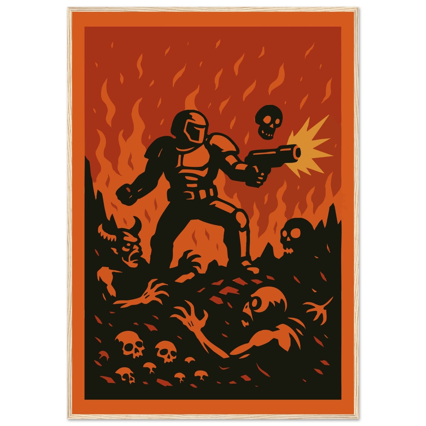 Gaming 'Slayer' - Premium Matte Paper Wooden Framed Poster
