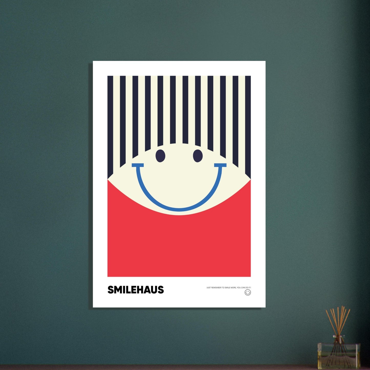 Red & Blue 'Smilehaus' - Premium Matte Paper Poster