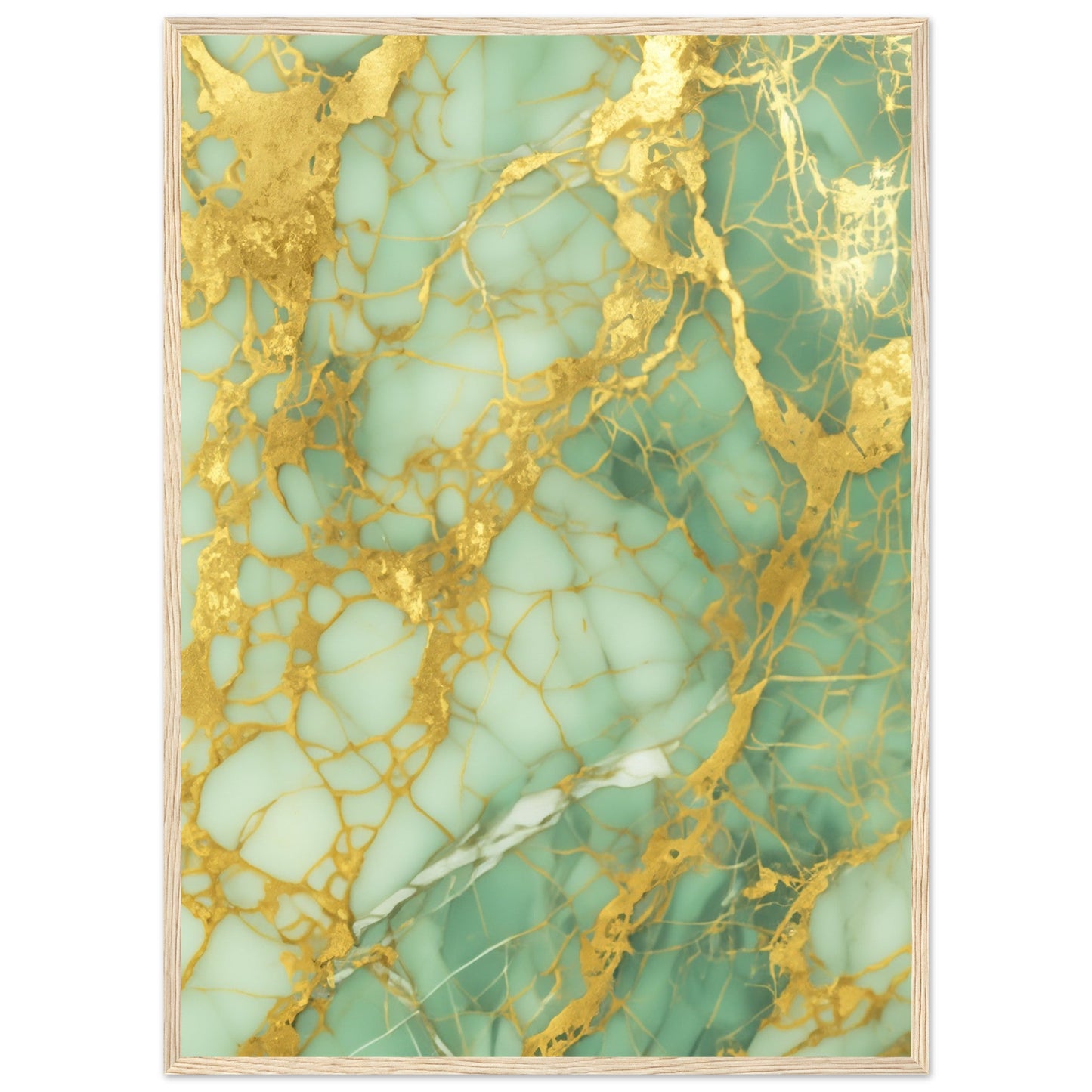 Marble 'Green & Gold' - Premium Matte Paper Wooden Framed Poster
