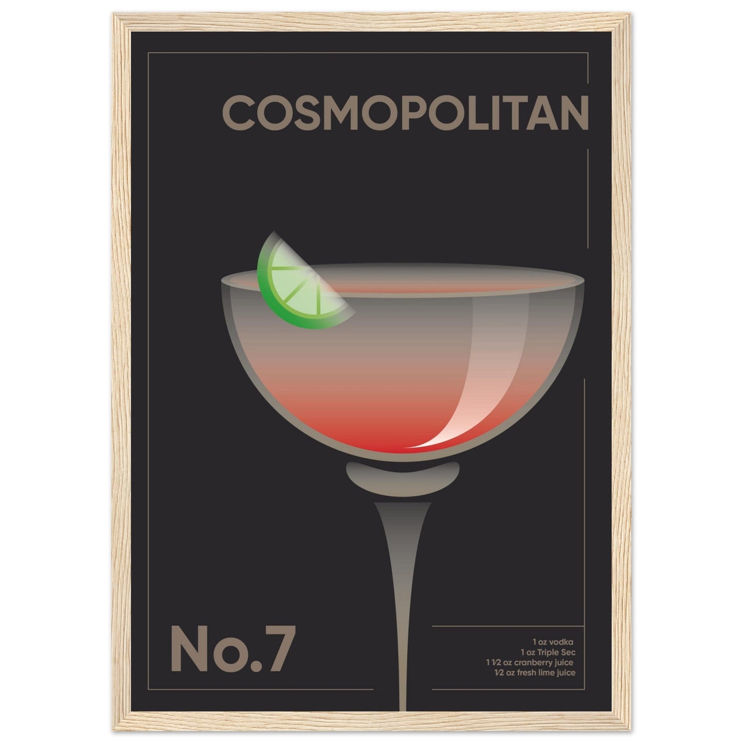 Cocktail 'Cosmopolitan' - Premium Matte Paper Wooden Framed Poster