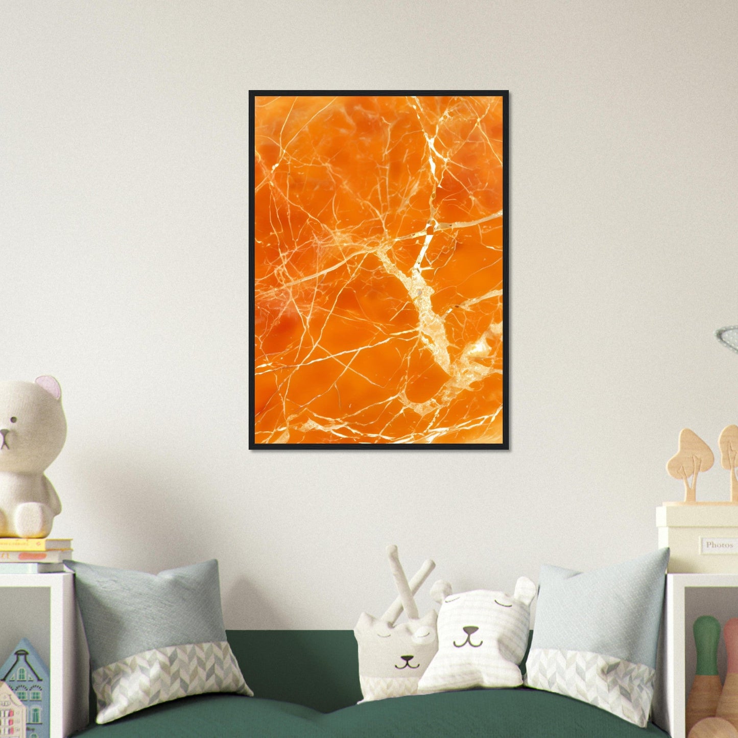 Marble 'Orange' - Premium Matte Paper Wooden Framed Poster