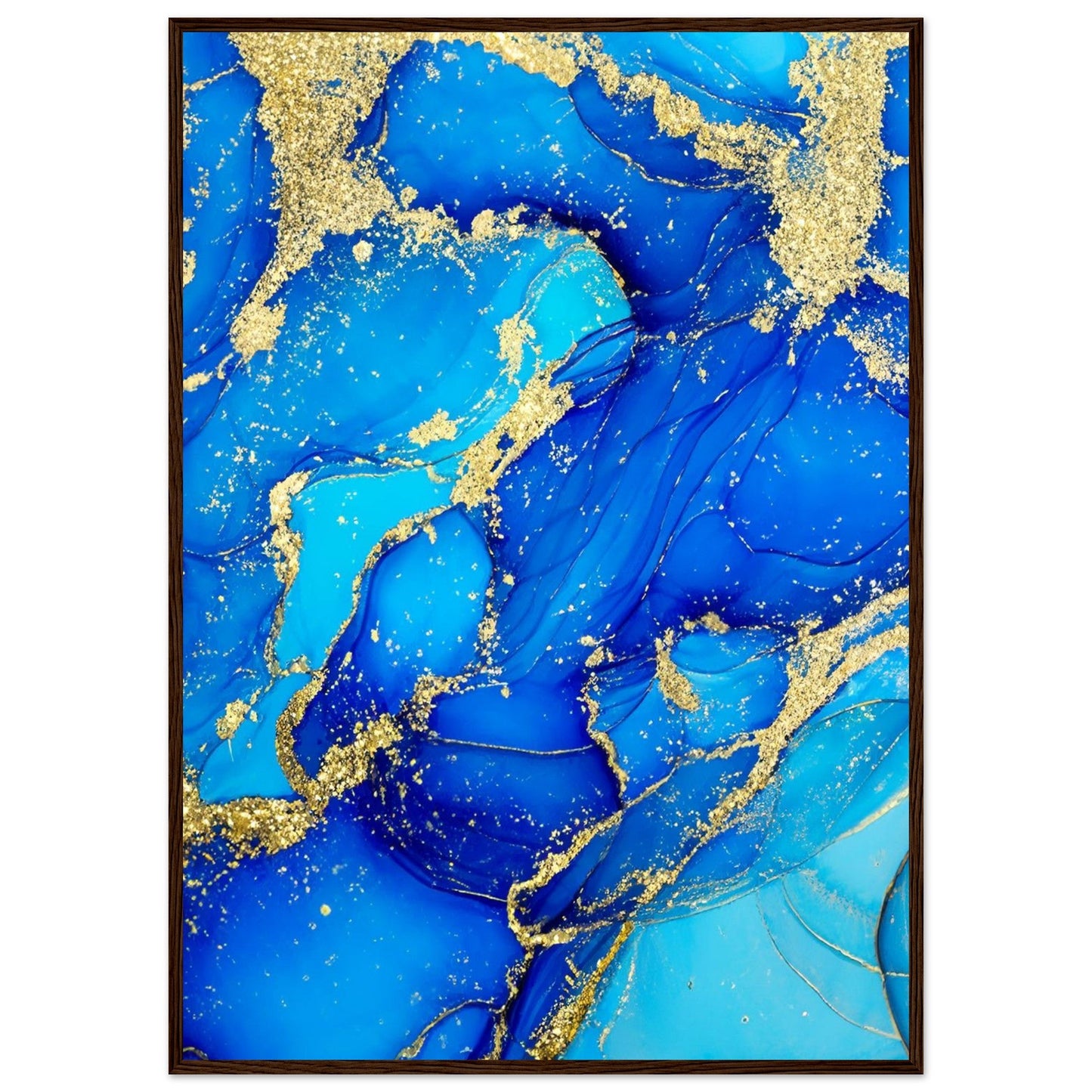Marble 'Blue & Gold' - Premium Matte Paper Wooden Framed Poster