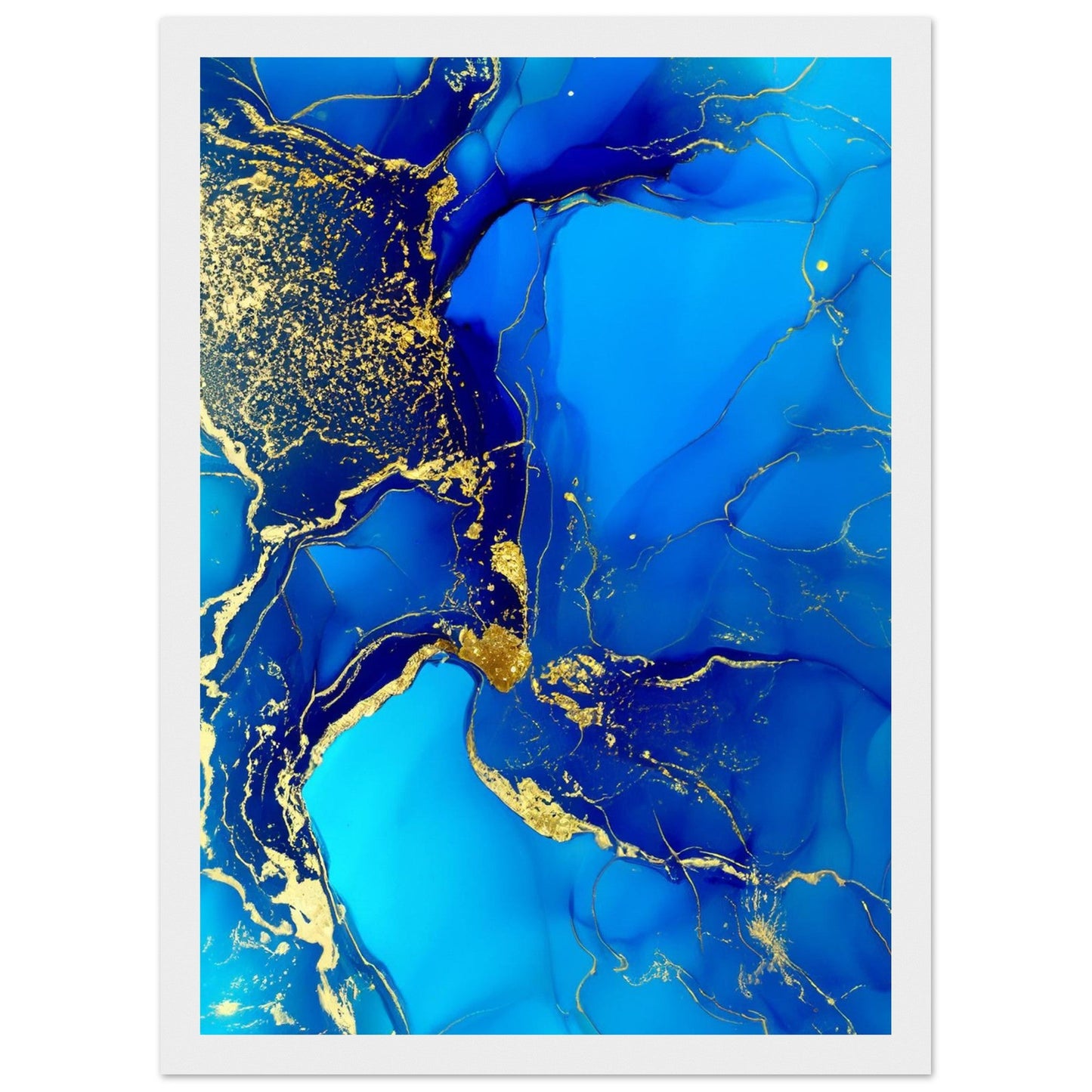 Marble 'Blue & Gold' III - Premium Matte Paper Wooden Framed Poster