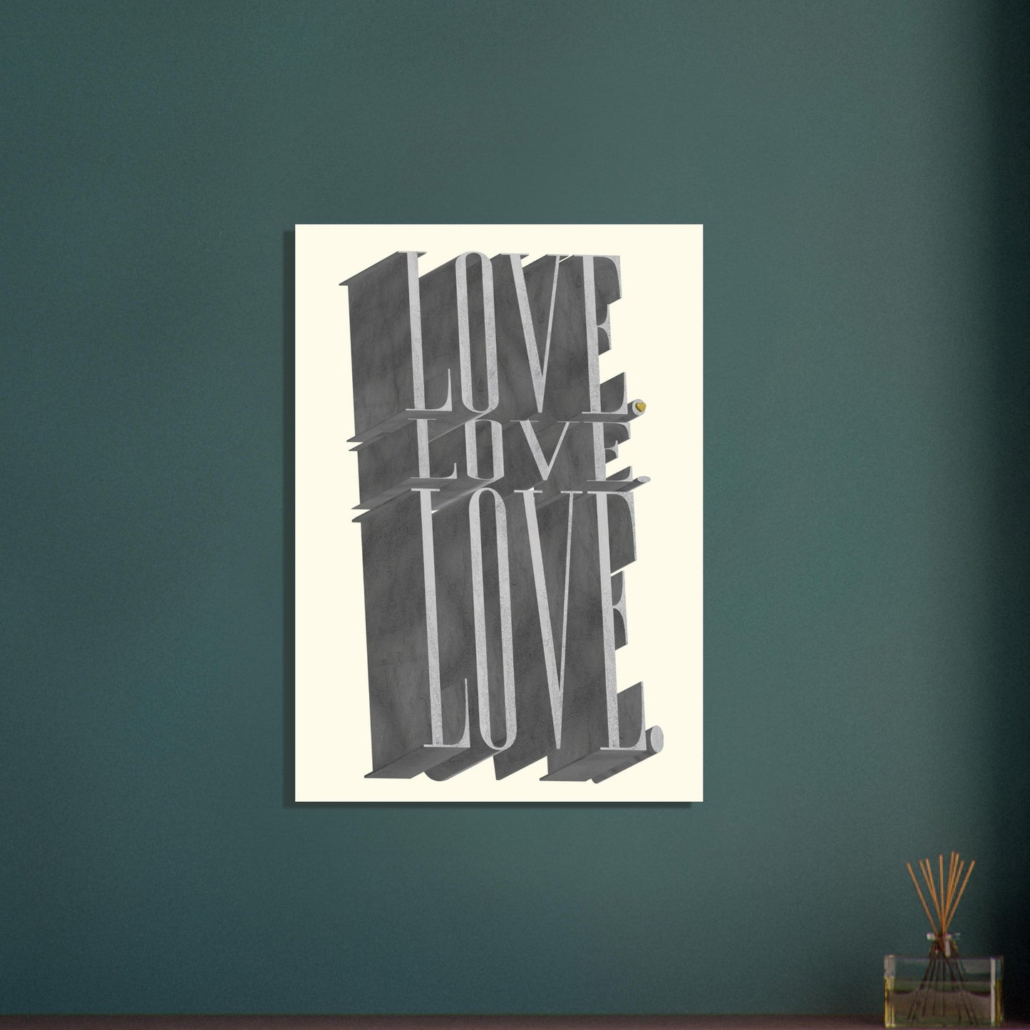 Sign 'Love, Love, Love' - Premium Matte Paper Poster