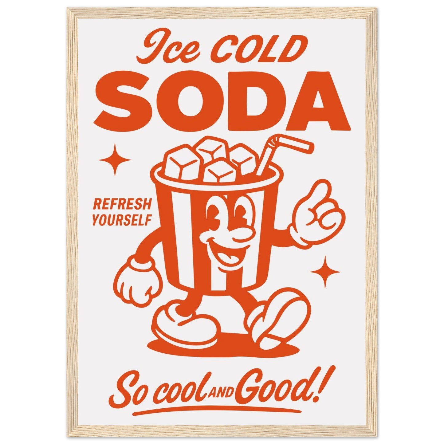 Food 'Ice Cold Soda' - Premium Matte Paper Wooden Framed Poster