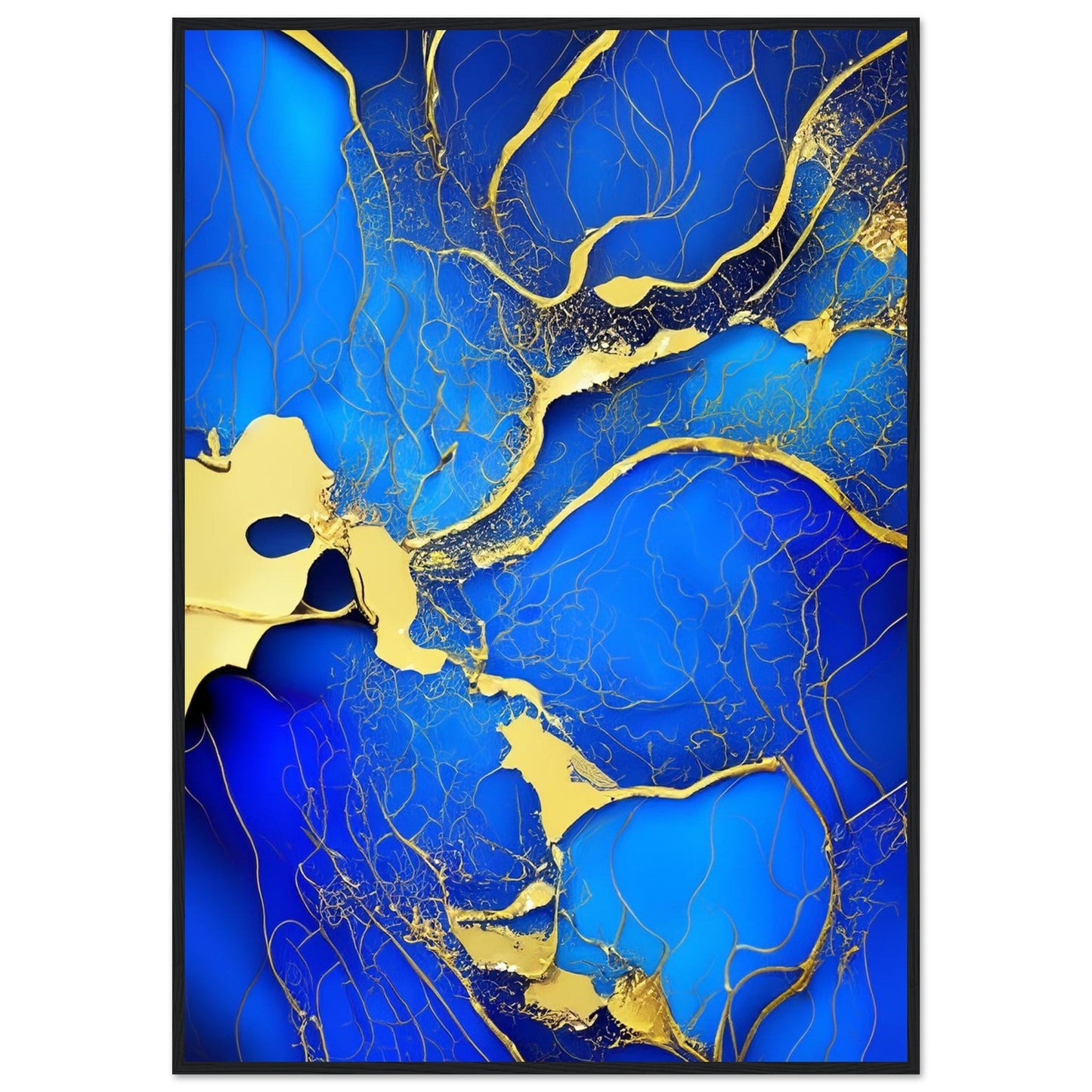 Marble 'Blue & Gold' II - Premium Matte Paper Wooden Framed Poster