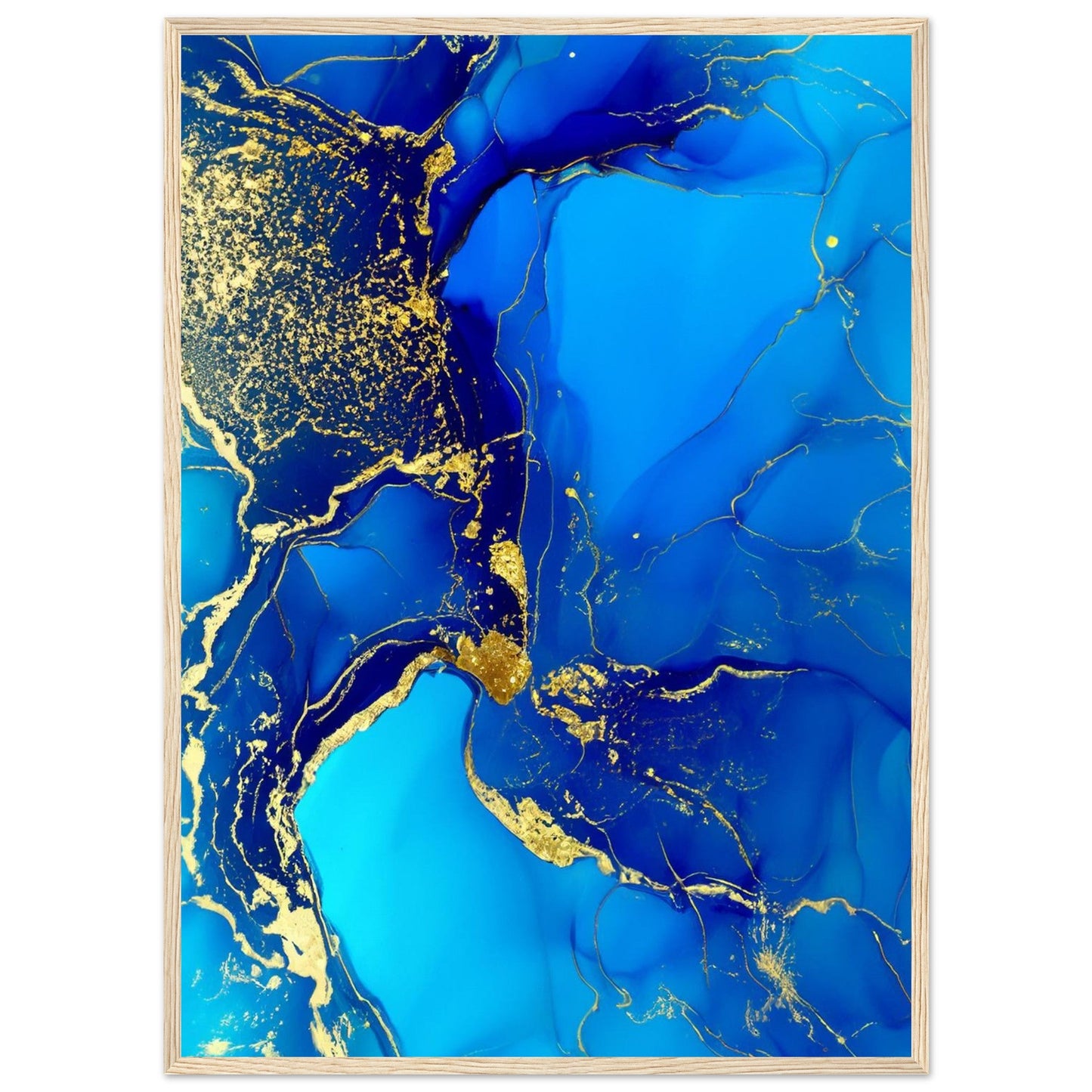 Marble 'Blue & Gold' III - Premium Matte Paper Wooden Framed Poster
