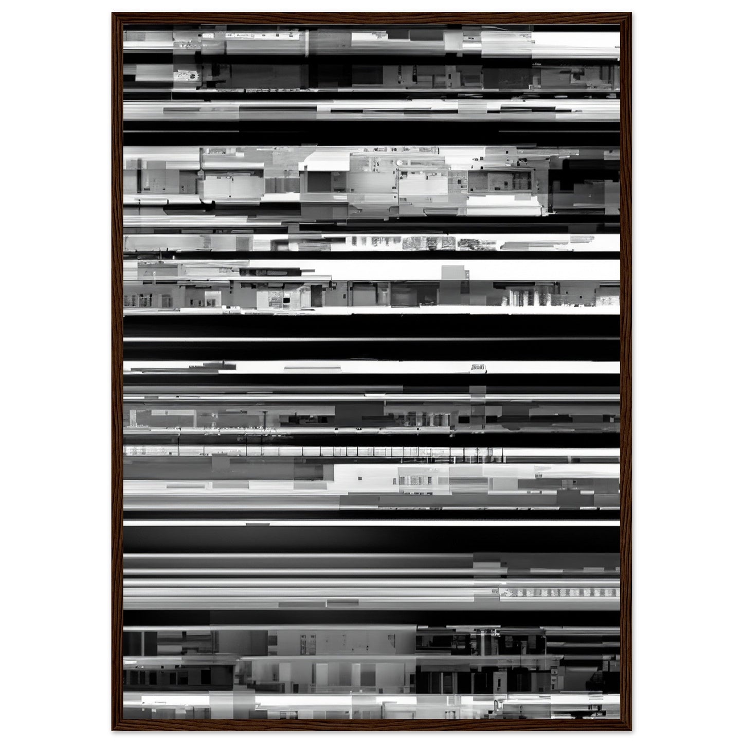 Glitch 'Black & White' - Premium Matte Paper Wooden Framed Poster