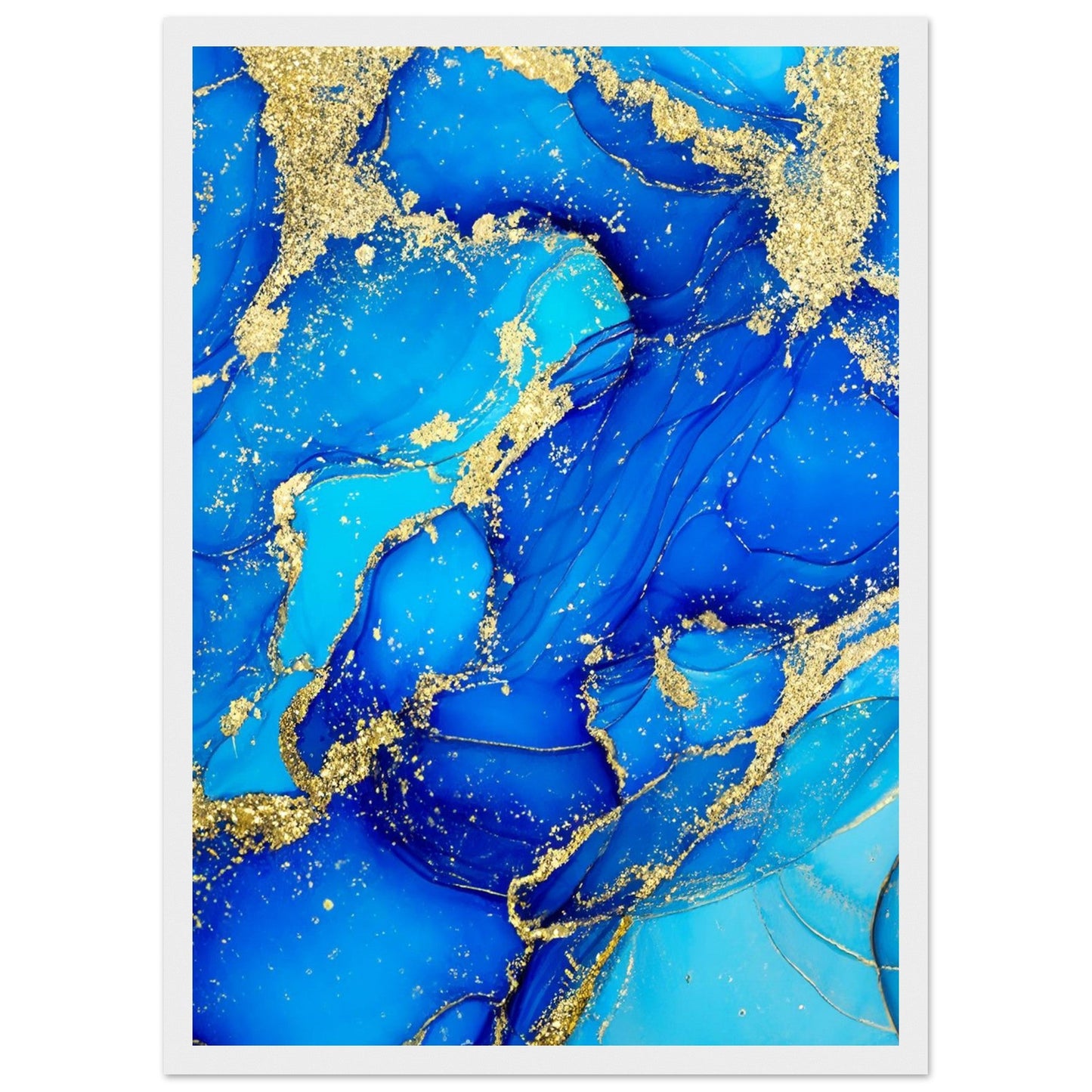 Marble 'Blue & Gold' - Premium Matte Paper Wooden Framed Poster