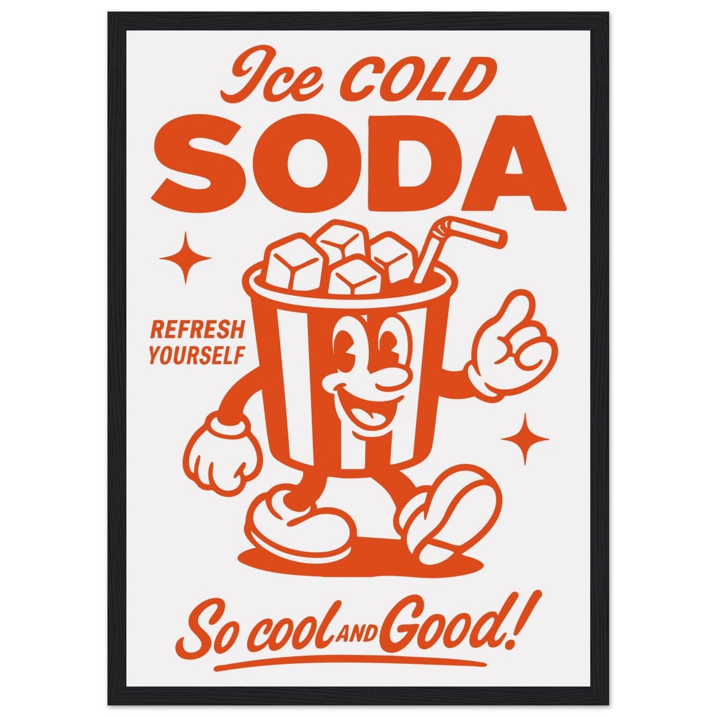 Food 'Ice Cold Soda' - Premium Matte Paper Wooden Framed Poster