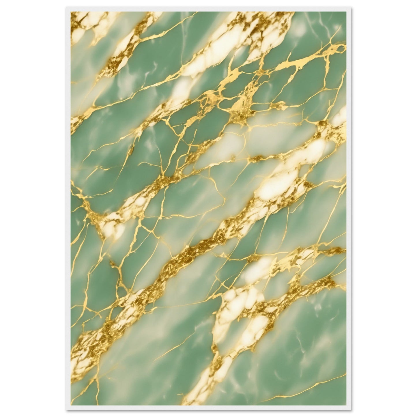 Marble 'Green & Gold' III - Premium Matte Paper Wooden Framed Poster