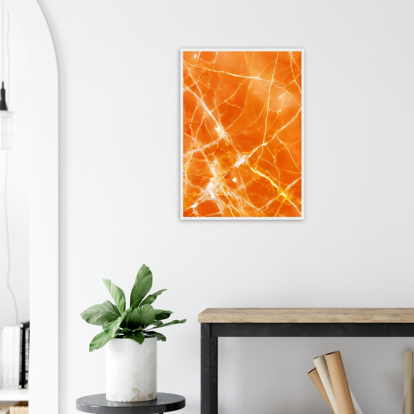 Marble 'Orange' II - Premium Matte Paper Wooden Framed Poster