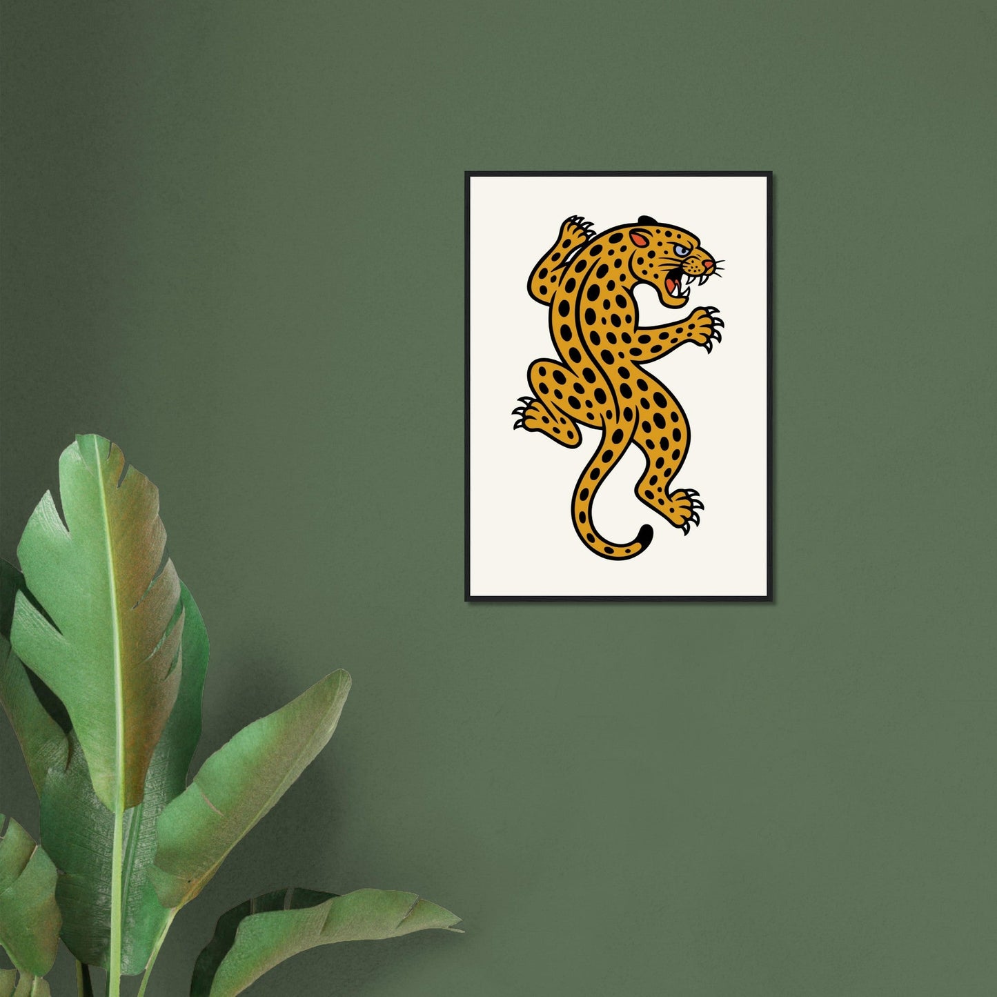 Leopard Traditional - Premium Matte Paper Wooden Framed Poster