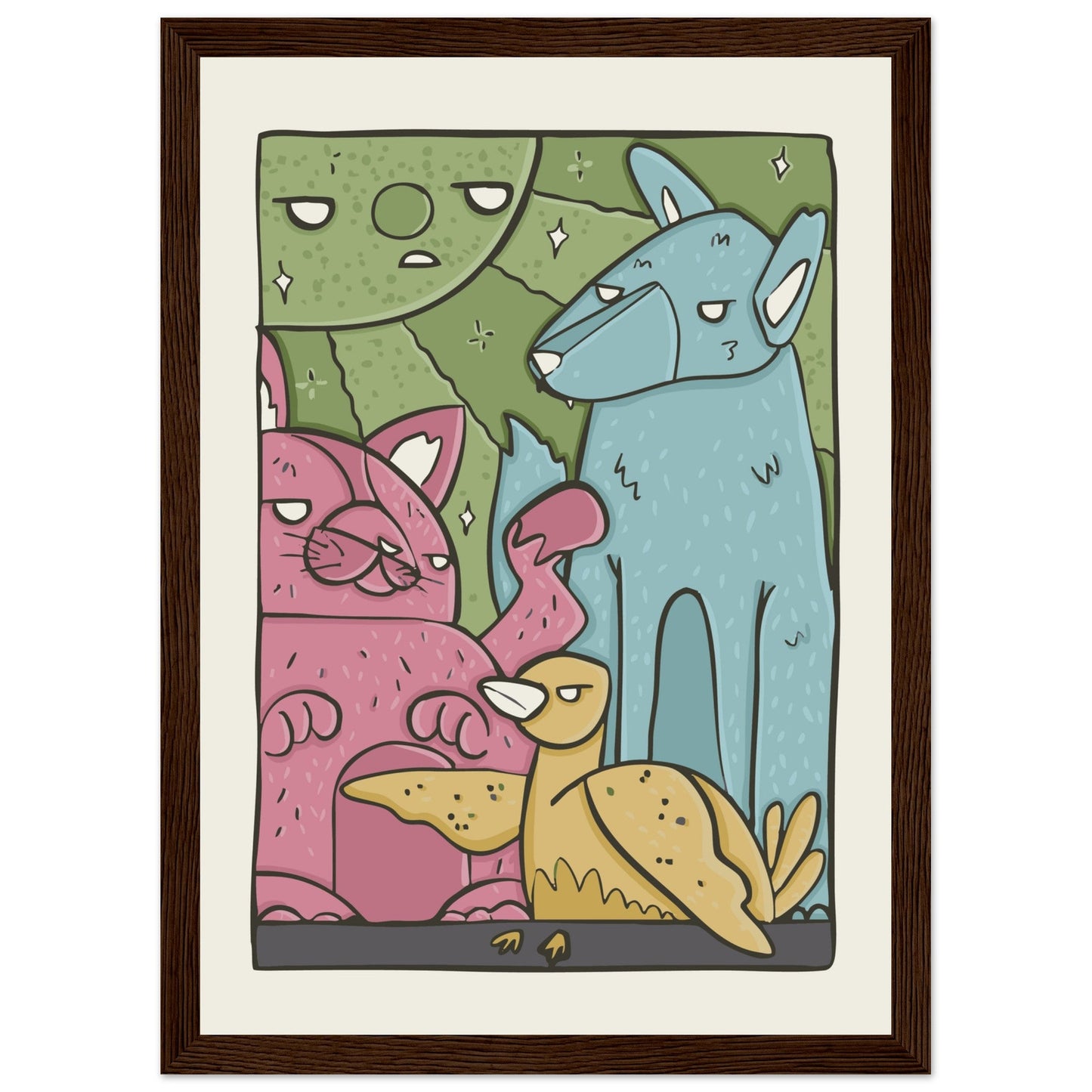 Animals 'The Crew' - Premium Matte Paper Wooden Framed Poster