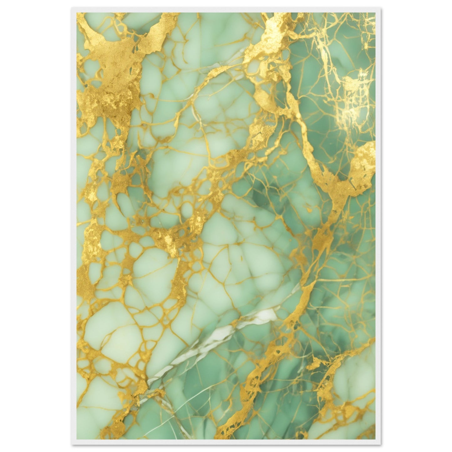 Marble 'Green & Gold' - Premium Matte Paper Wooden Framed Poster