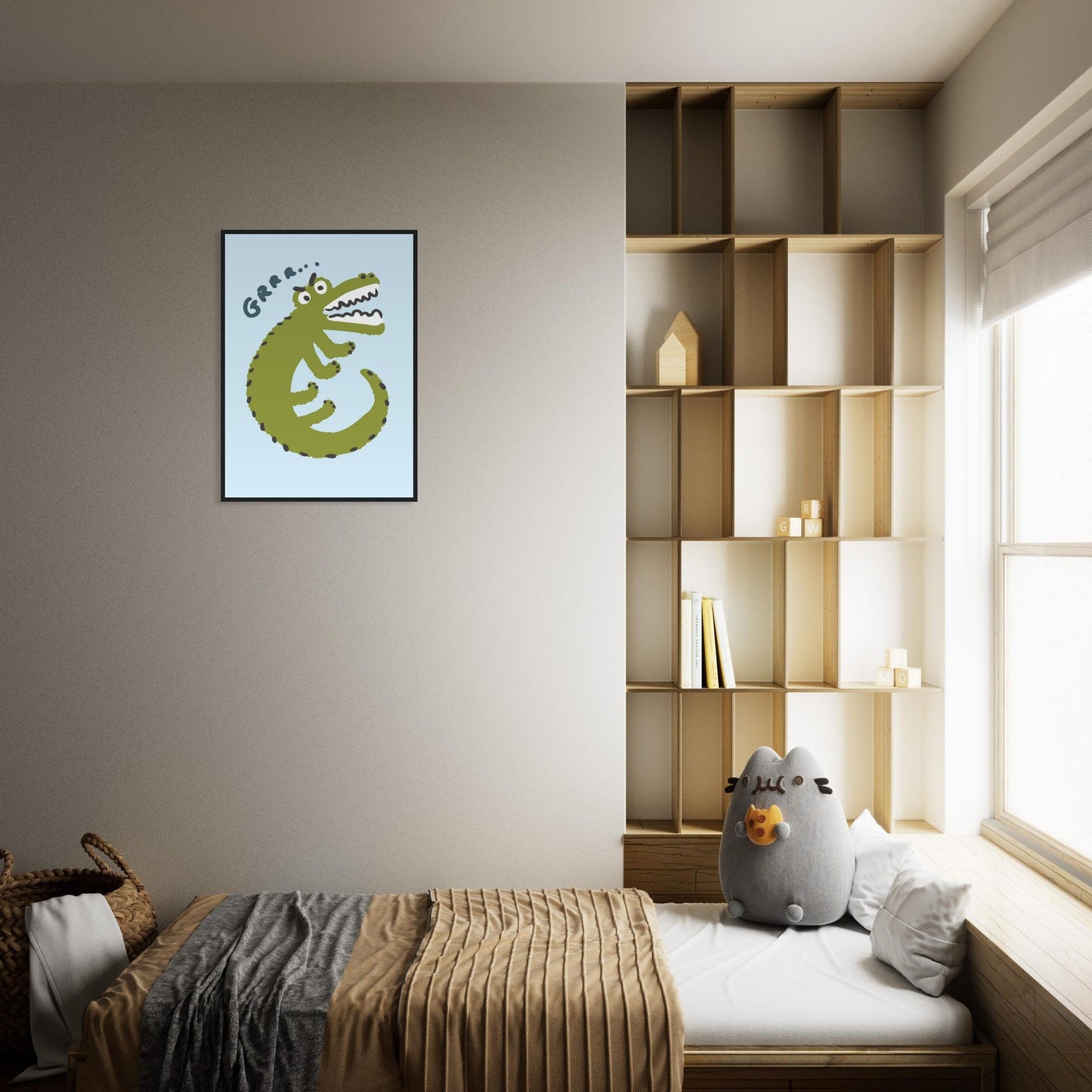 Animals 'Grrr...(Bad Day Croc)' - Premium Matte Paper Wooden Framed Poster