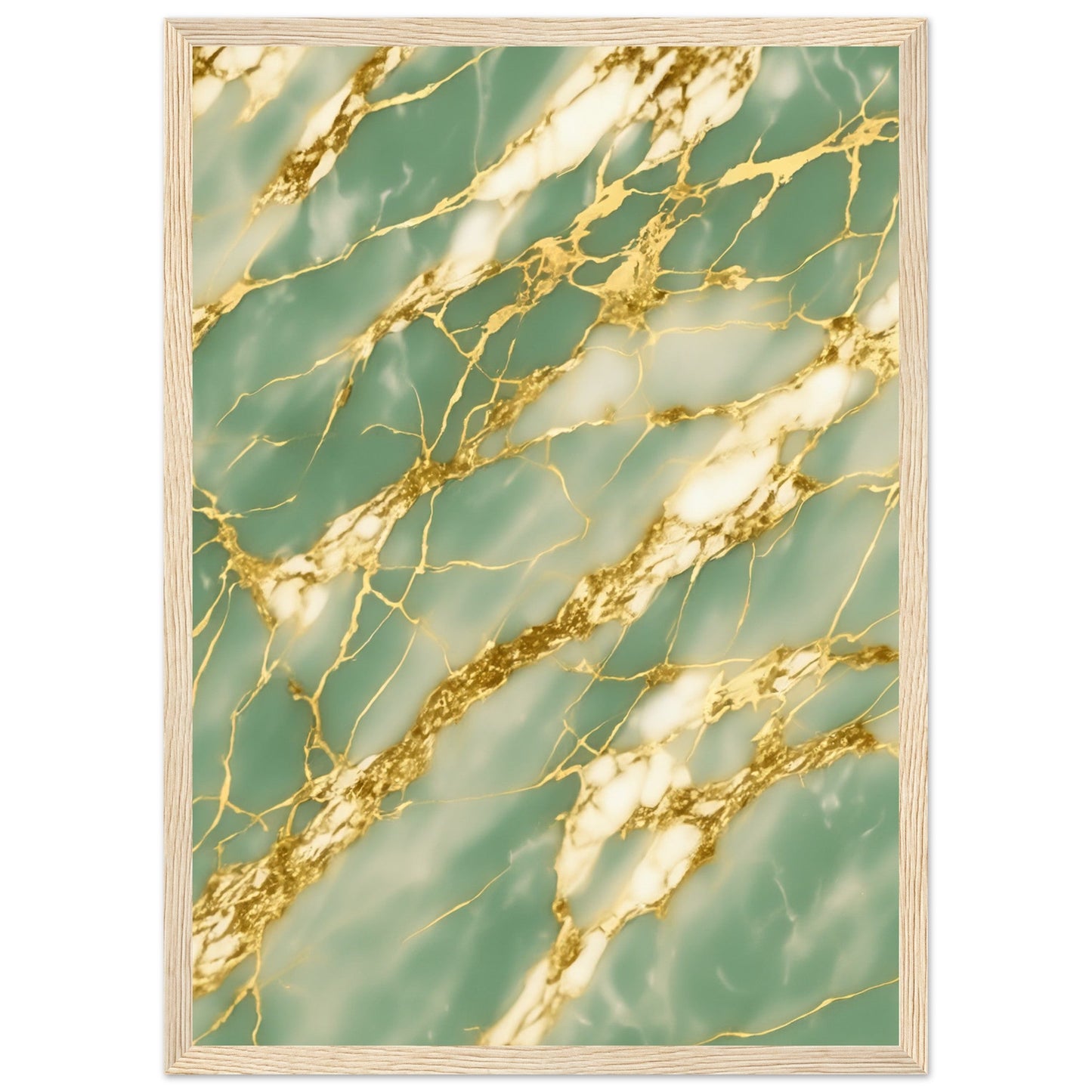 Marble 'Green & Gold' III - Premium Matte Paper Wooden Framed Poster