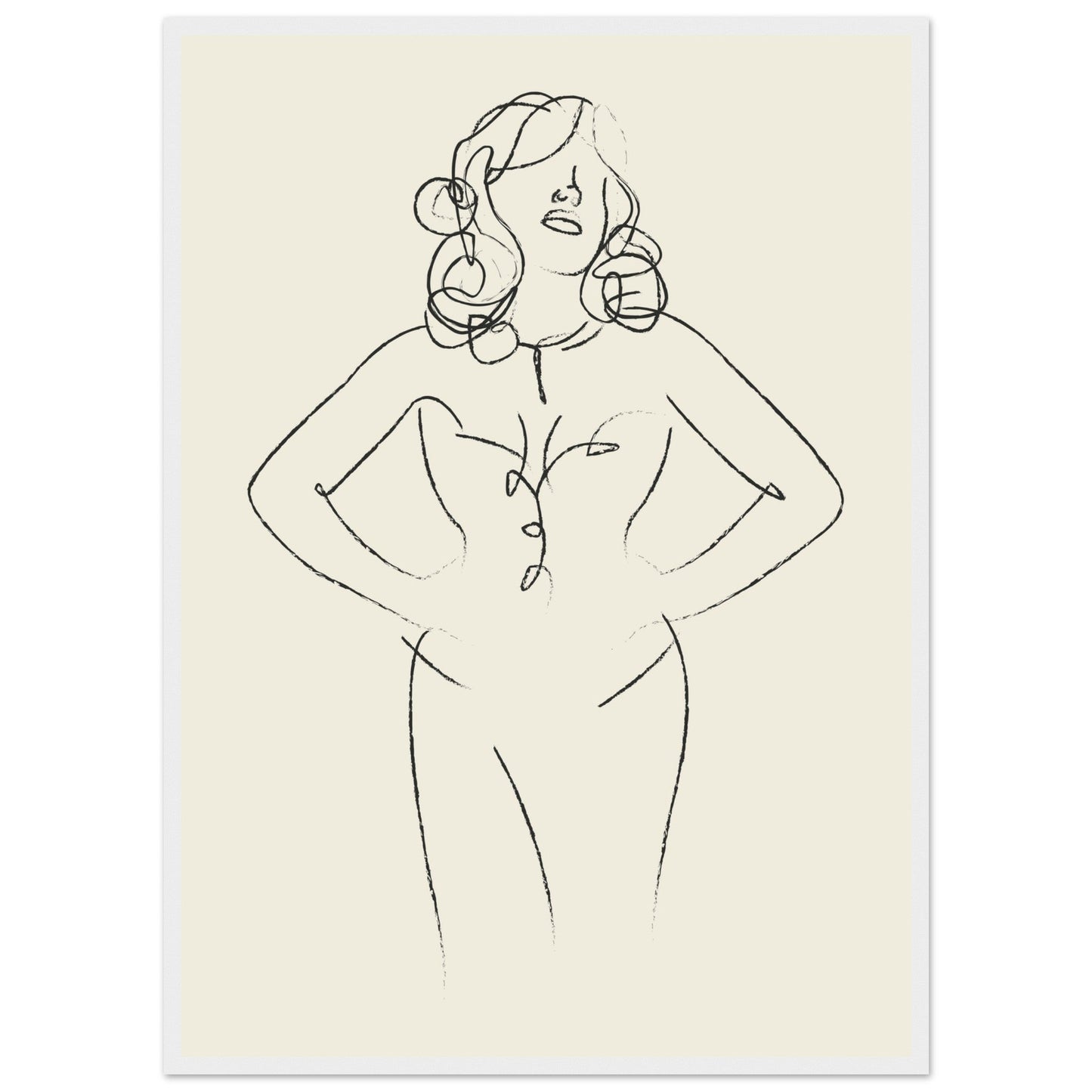 Line Art 'Sabrina' - Premium Matte Paper Wooden Framed Poster