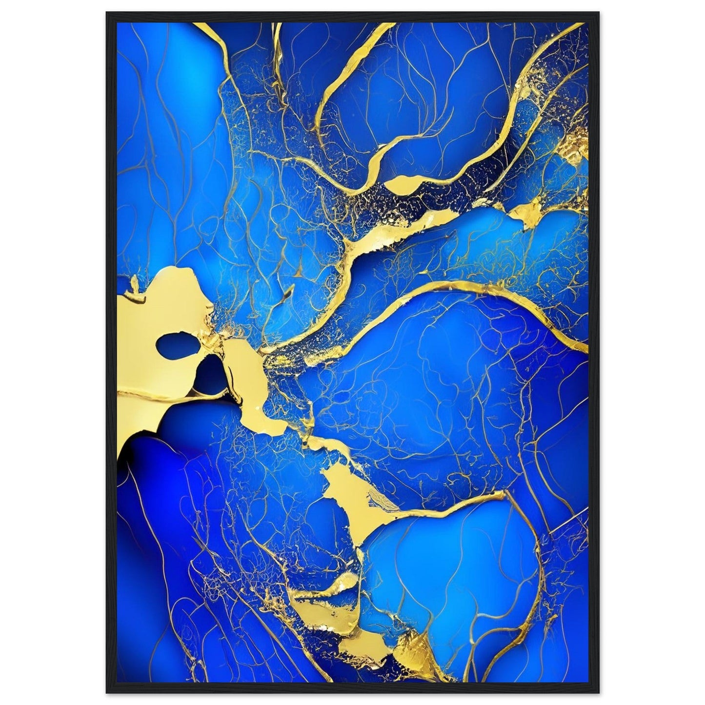 Marble 'Blue & Gold' II - Premium Matte Paper Wooden Framed Poster