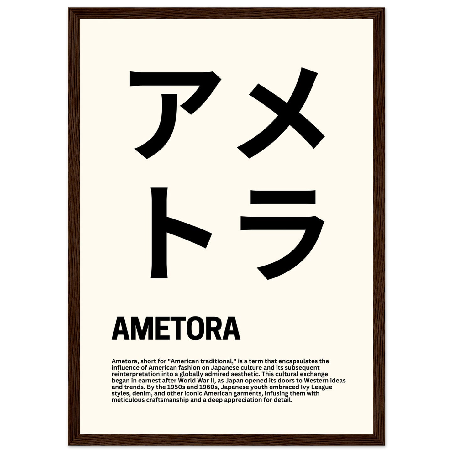 Japanese Fashion 'Ametora' - Premium Matte Paper Wooden Framed Poster