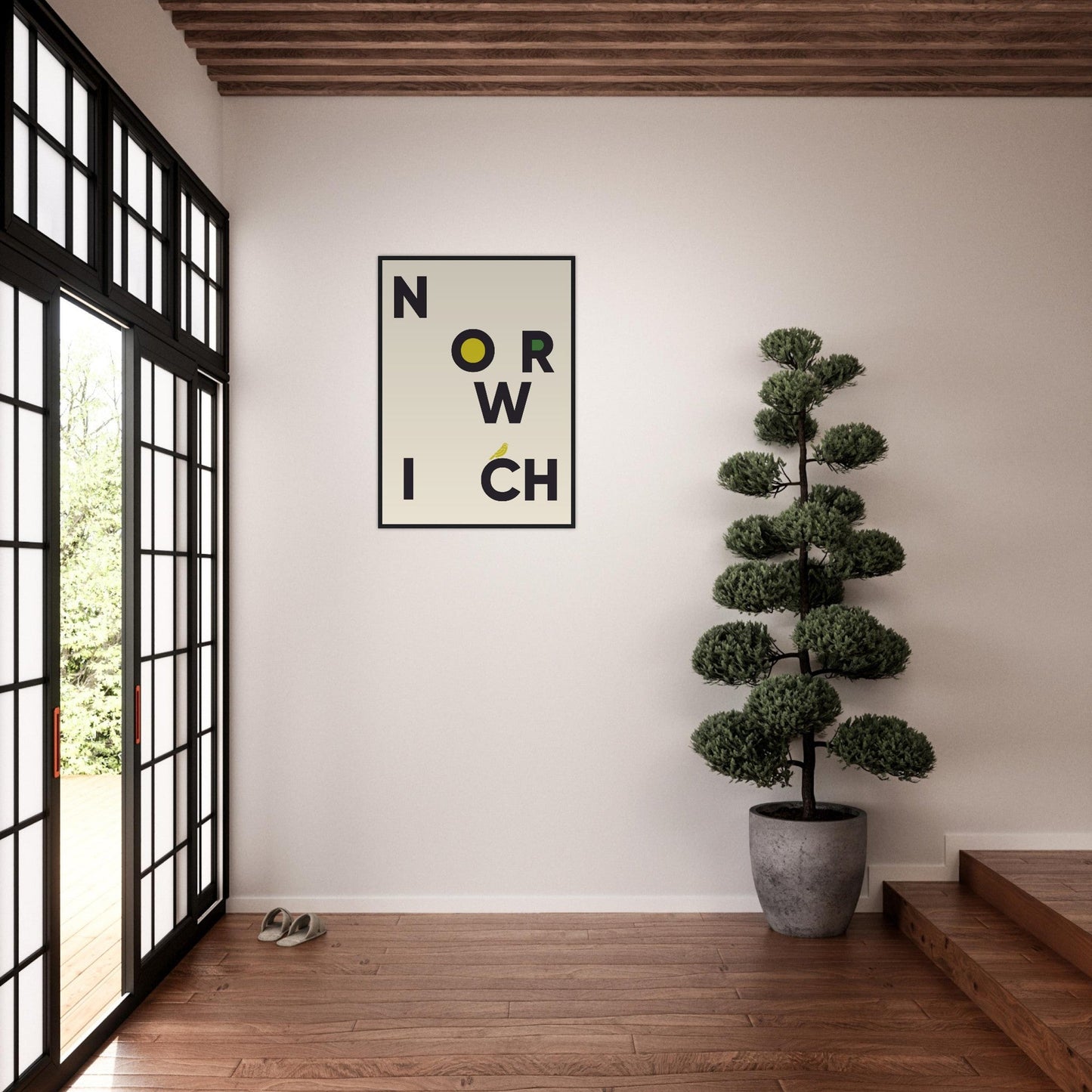 Cities/ Places 'Norwich' - Premium Matte Paper Wooden Framed Poster